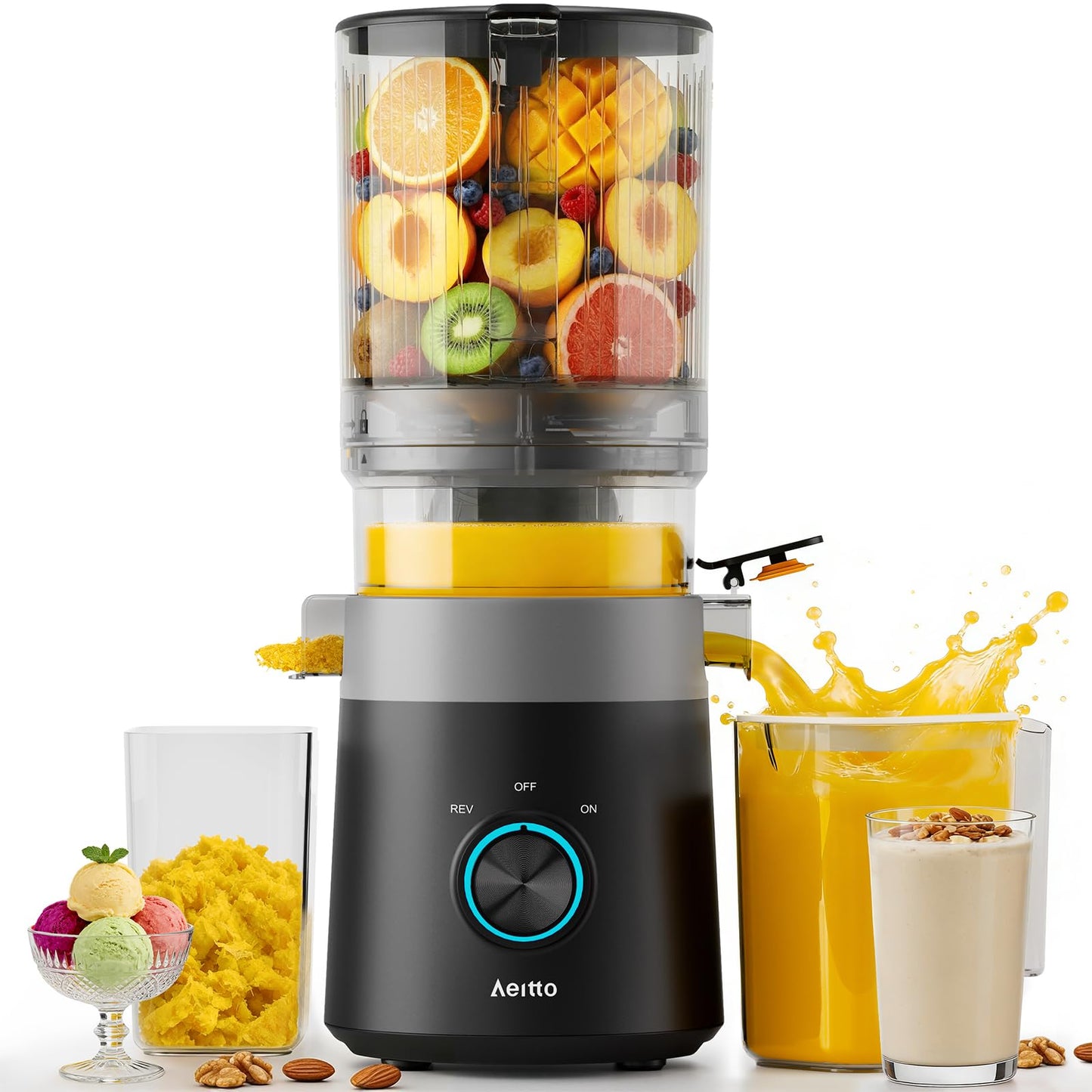 Aeitto Easy to Clean Cold Press Juicer with Filter-Free Design