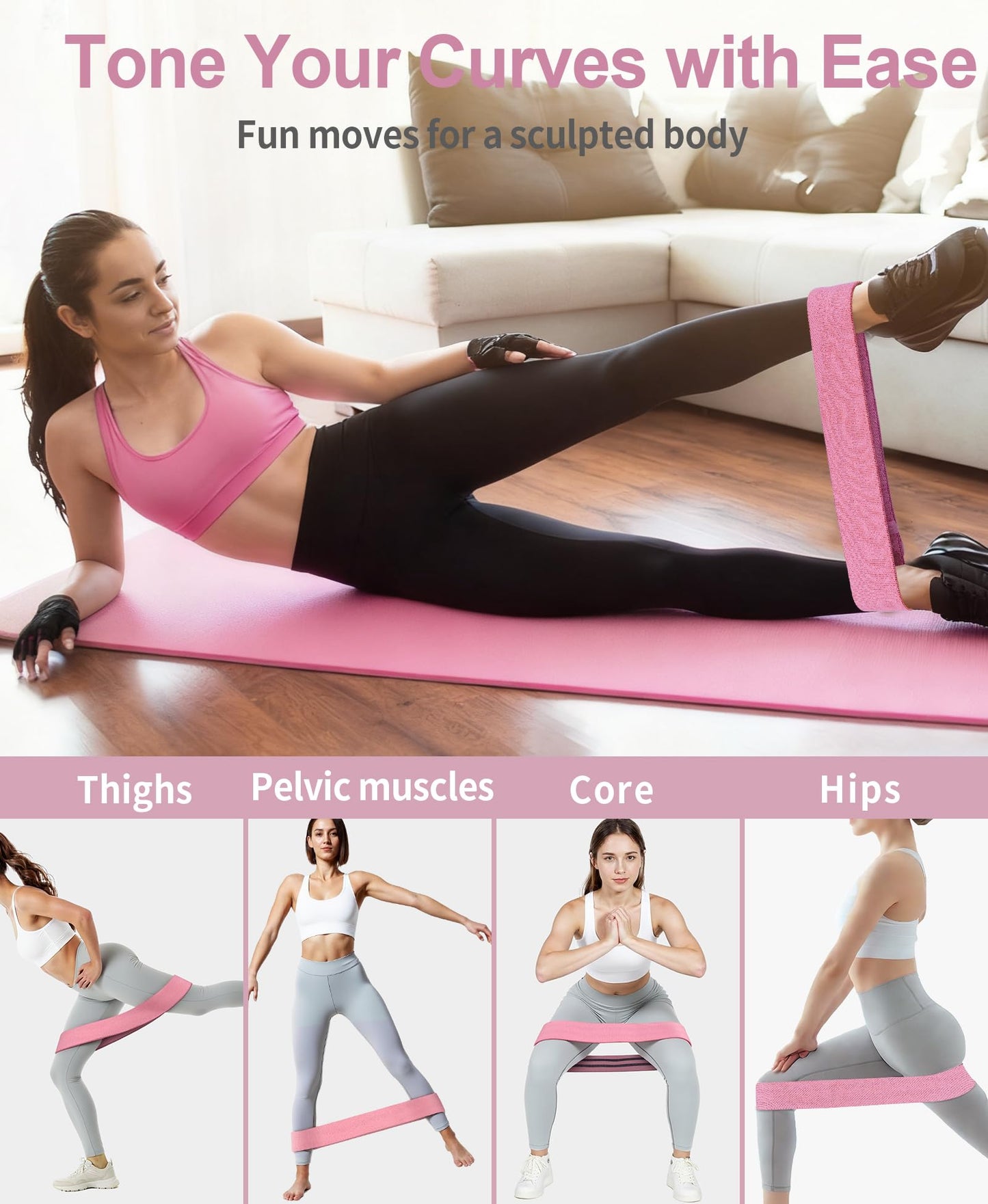 Pelvic Floor Exercise Device Kegel Exerciser Muscle Trainer 15-70lbs Adjustable for Women/Men, Inner Thigh Exerciser Hip Abductor Machine with Resistance Band, Leg Workout