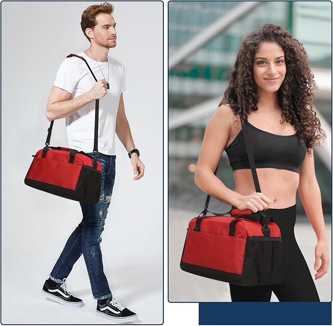 Small Gym Bag with Wet Pocket - 14 inch Mini Duffle Bag for Men & Women Lightweight Carry On Bag for Travel Sport - Red