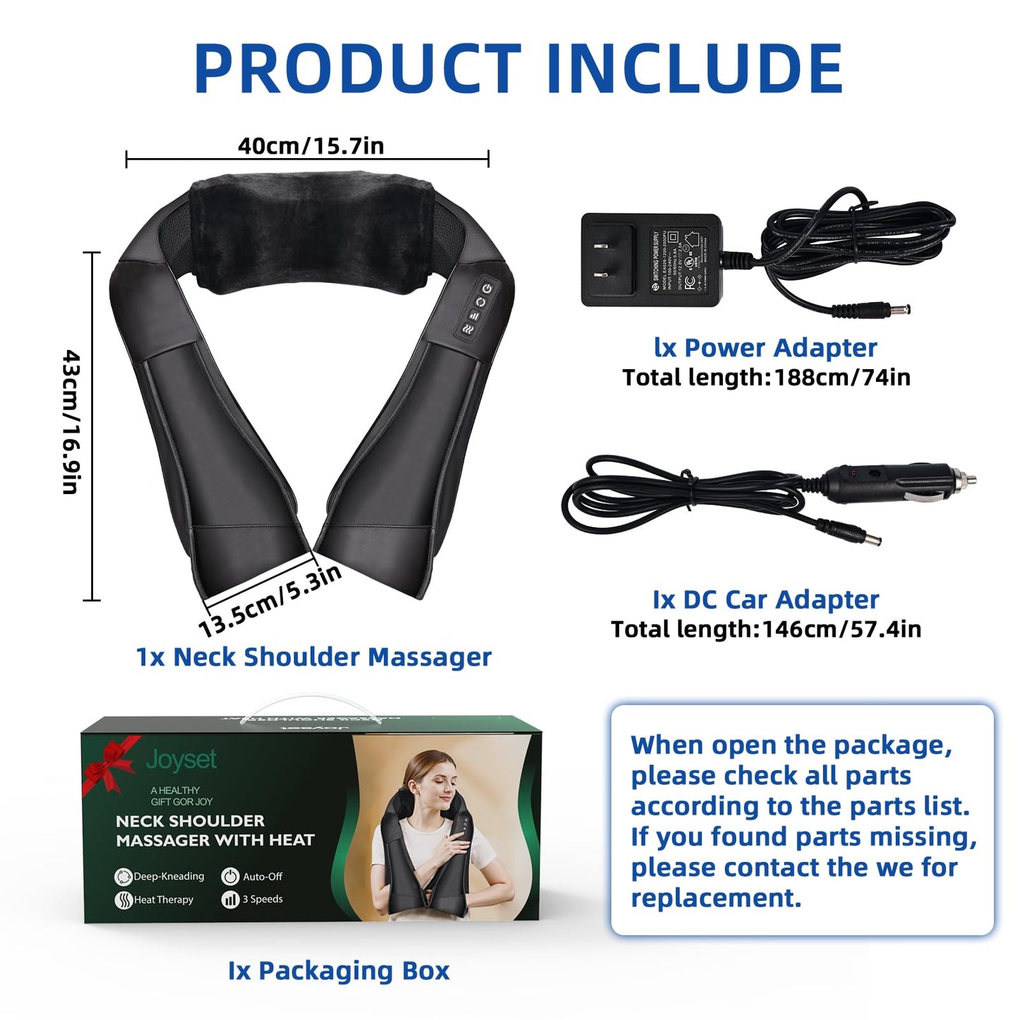 Joyset Shiatsu Neck and Back Massager with Heat,Electric Shoulder Massager for Pain Relief Deep Tissue,3D Kneading Massage with Cloth Cover Easy to Clean Best Gift for Men Women Parents