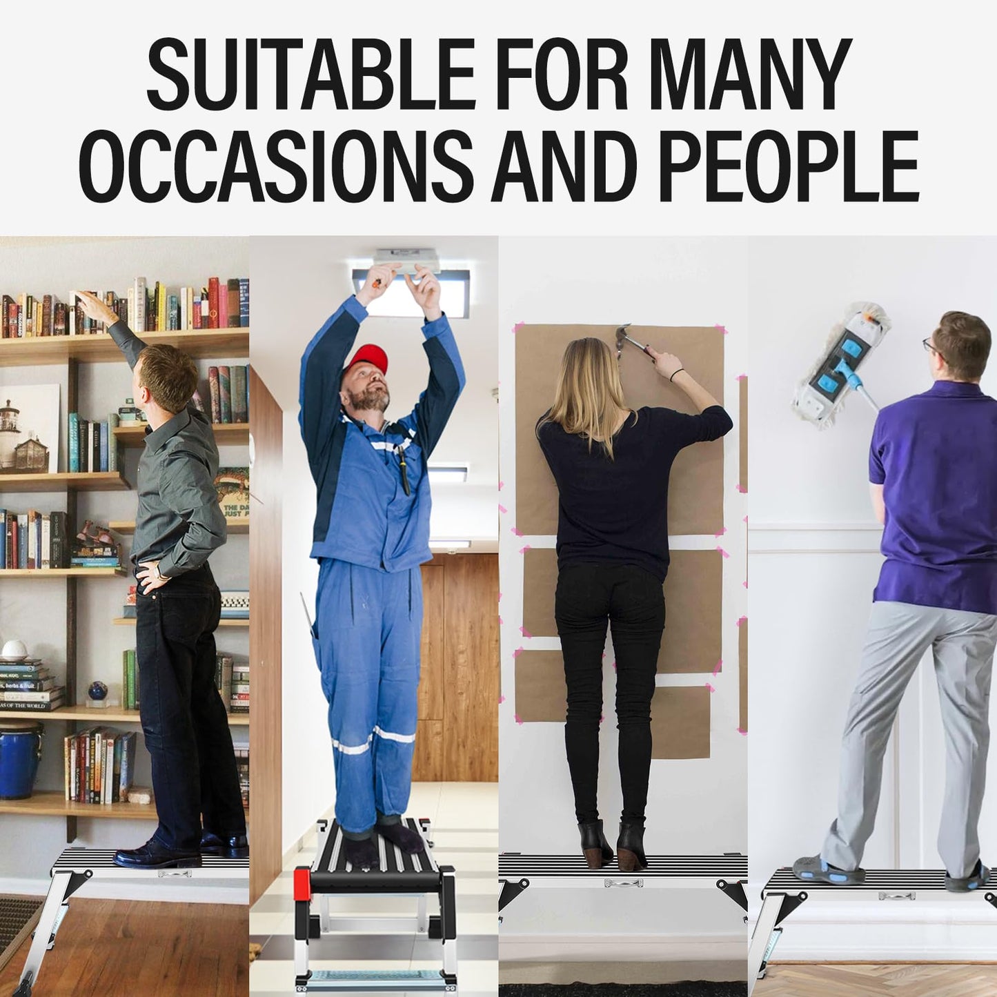 Aluminum Work Platform, 40"×12"×20" Step Stool Foldable, Work Platform Step Ladder for Washing Vehicles, Cleaning, Painting 330 LBS Capacity