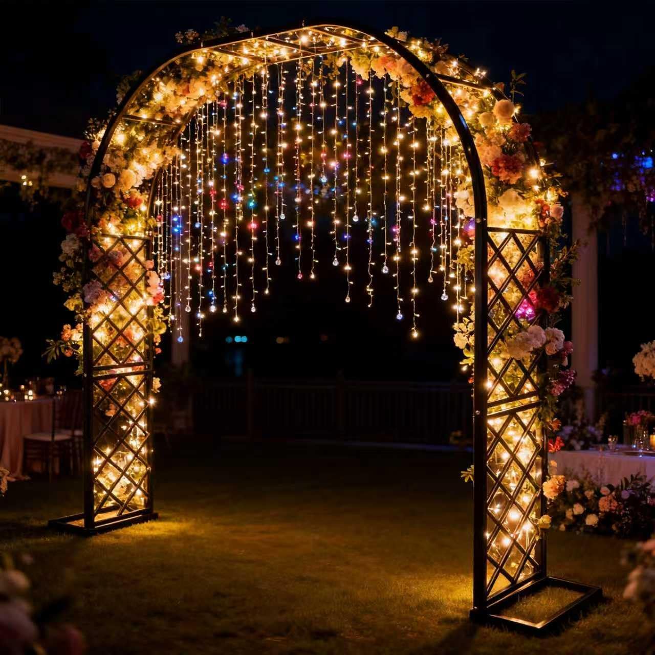 Vioranex Black Heavy Duty Galvanized Steel Garden Arch - 7 Feet Tall, Iron Trellis for Climbing Plants, Wedding Arch, Outdoor Patio Decor, 82.6" W x 92" H