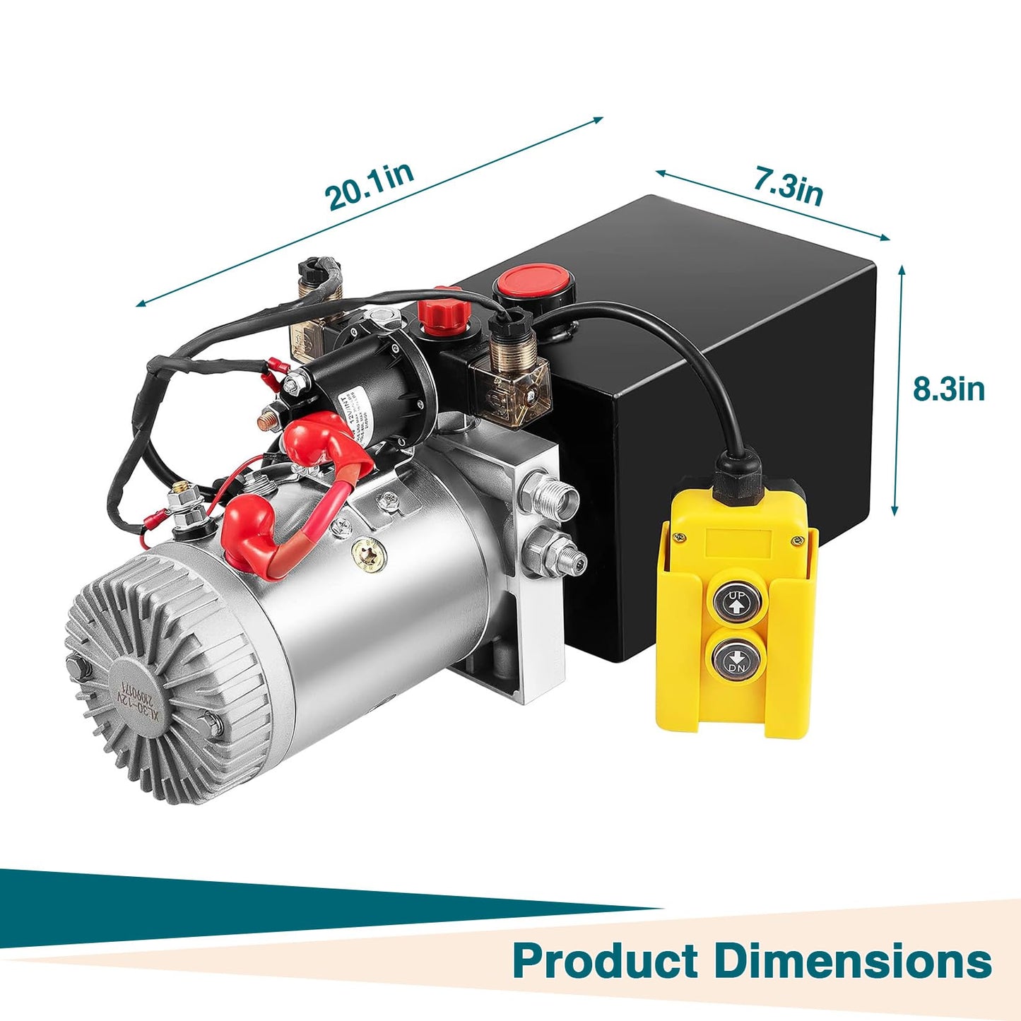 12V Double Acting Hydraulic Pump Power Unit, Heavy Duty Industrial Hydraulic Power Pack with 8 Quart Metal Reservoir, High Pressure DC Hydraulic Unit for Dump Trailers, Log Splitters, Lifts