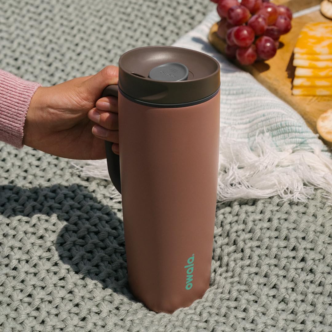 Owala SmoothSip Slider Travel Mug - 24 oz Stainless Steel, Leak Proof & Insulated for Hot/Cold Drinks