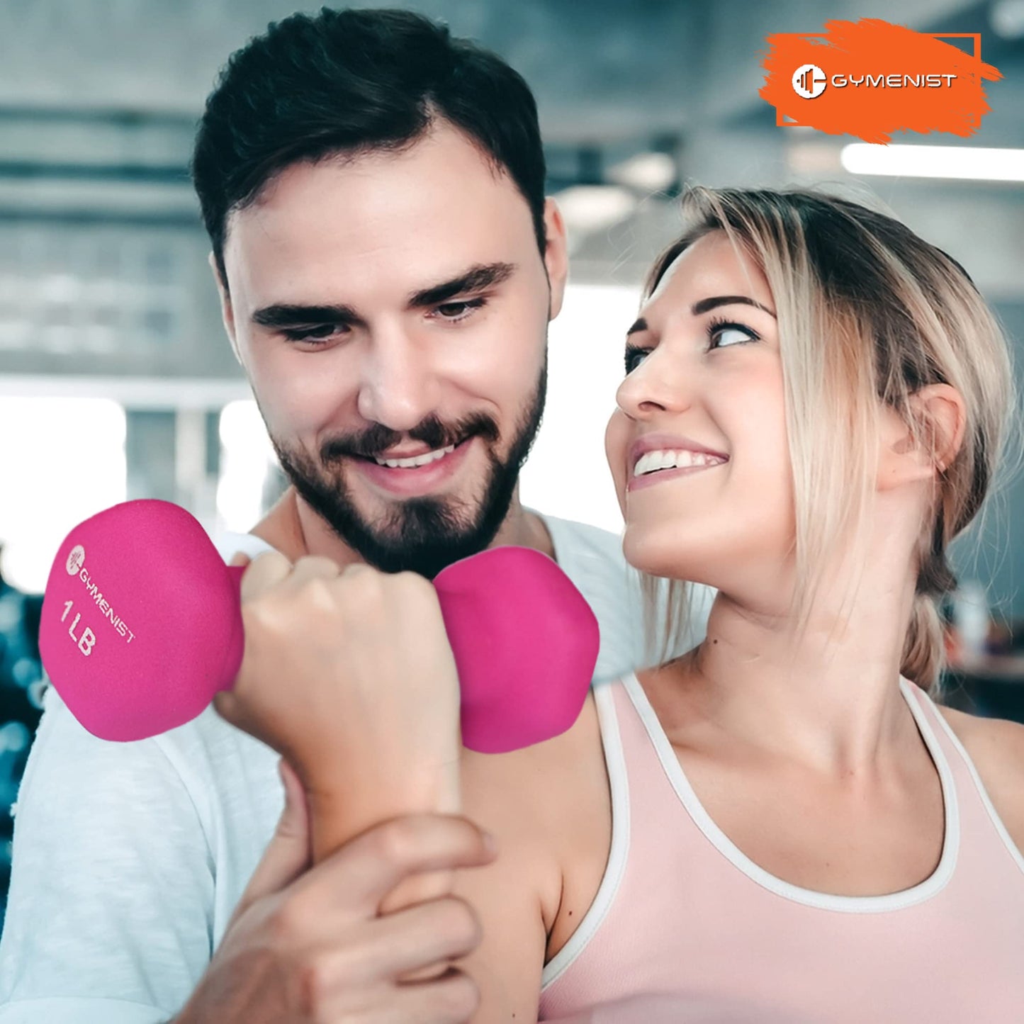 GYMENIST Pair of Dumbbells Set of 2 Soft Non Slip Grip Dumbbells Pair Covered with Neoprene (1 LB)