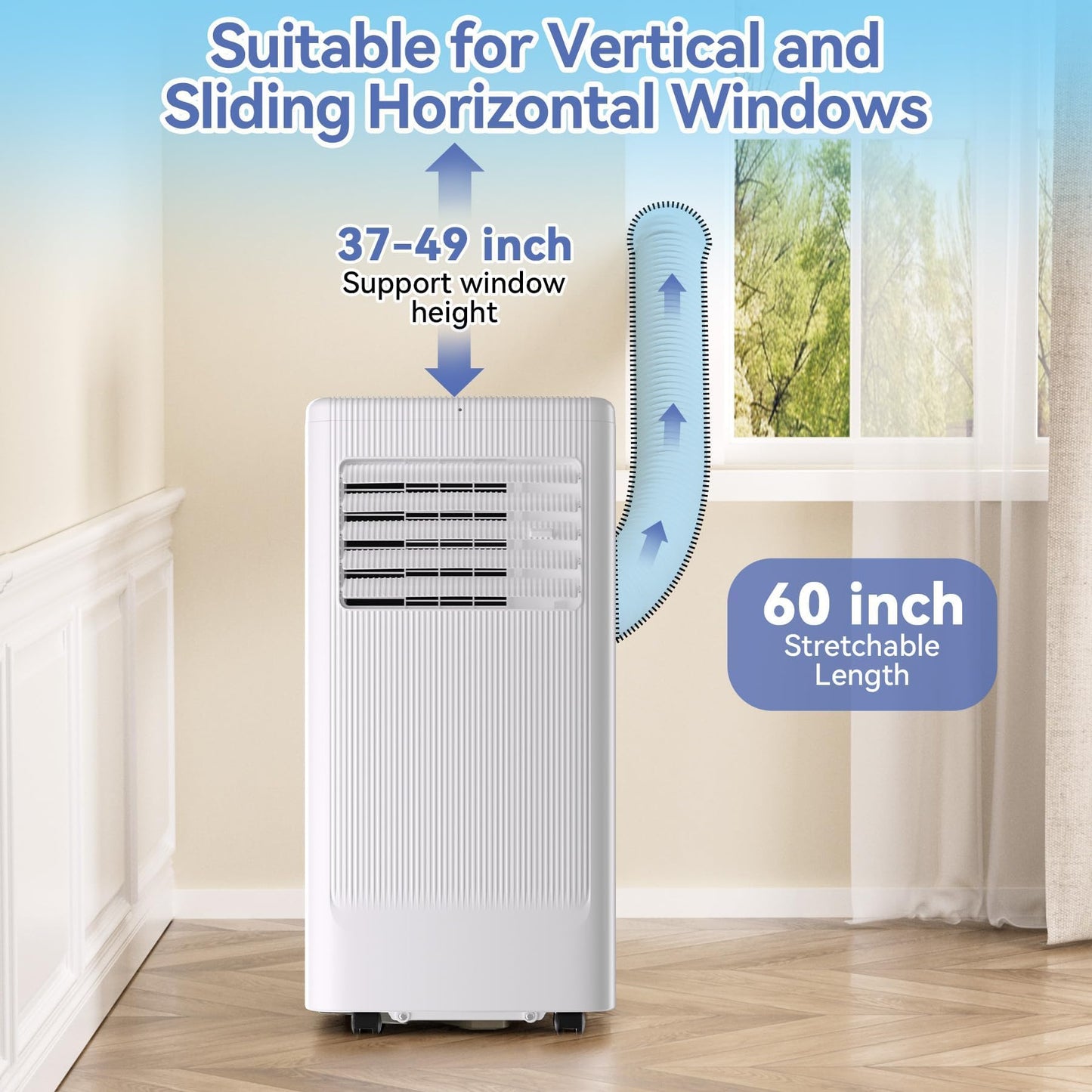GarveeLife Portable Air Conditioner,10,000 BTU for Rooms up to 450 Sq.Ft., 4-IN-1 Smart Compact AC Unit with Cooling, 24 Hour Timer, Dehumidifier, Fan, Remote Control and Window Kit, White