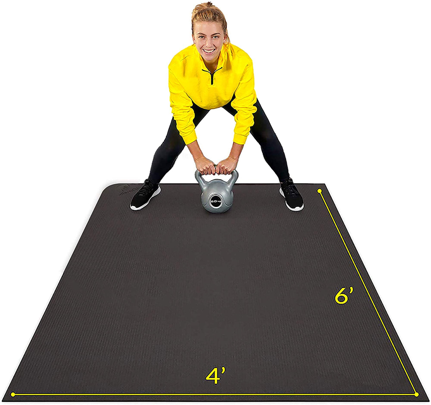 ActiveGear Large Exercise Mat for Home Workout | Workout Gym Flooring for Home Gym | Rubber Workout Mat - 6 x 4 ft Black