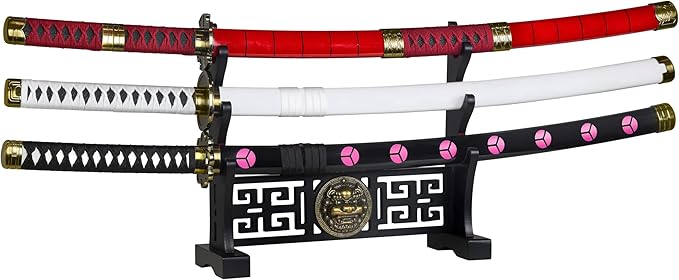 Logest Sword Stand - 4 Tier Options Available - Crafted Using Wood Katana Holder - Furnished in Black With a Gold Lion?™s Head - Desirable Sword Display Gift Option - Sword Holder Katana Stand (3-Tier)