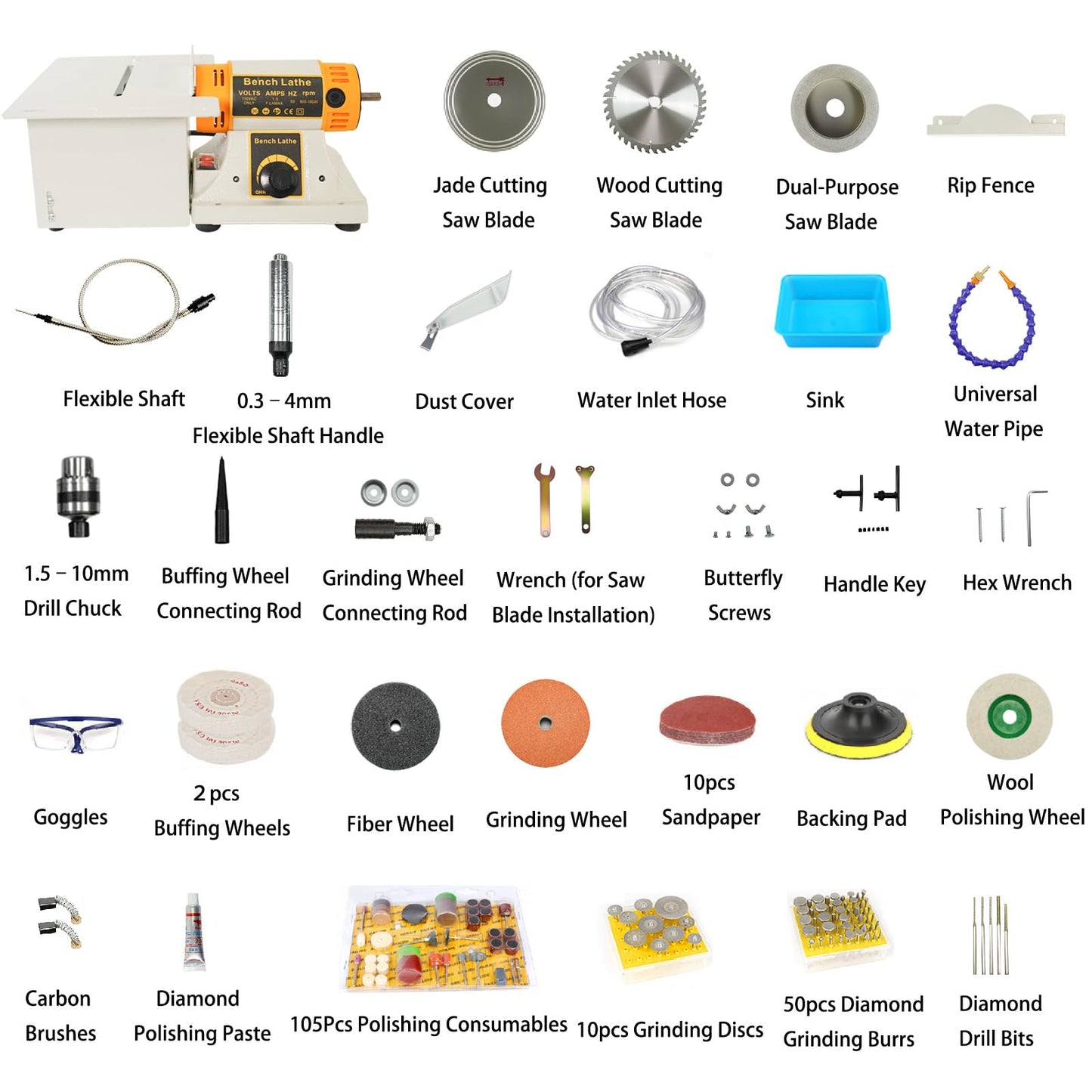 Lapidary Saw for Jewelry Crafts, 750W Lapidary Equipment with Jade Carving Kit, 110V Gem Cutting Machine with Water Cooling, Mini Table Saw for Jewelry Stone