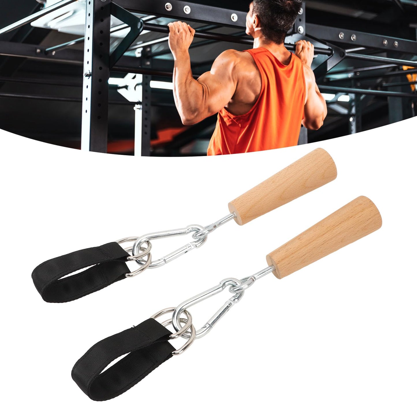 RiToEasysports Wooden Pull Up Grips,Hand Grips Strength Trainer Exerciser Pull Up Fitness Accessories for Bouldering,Kettlebells,Workout