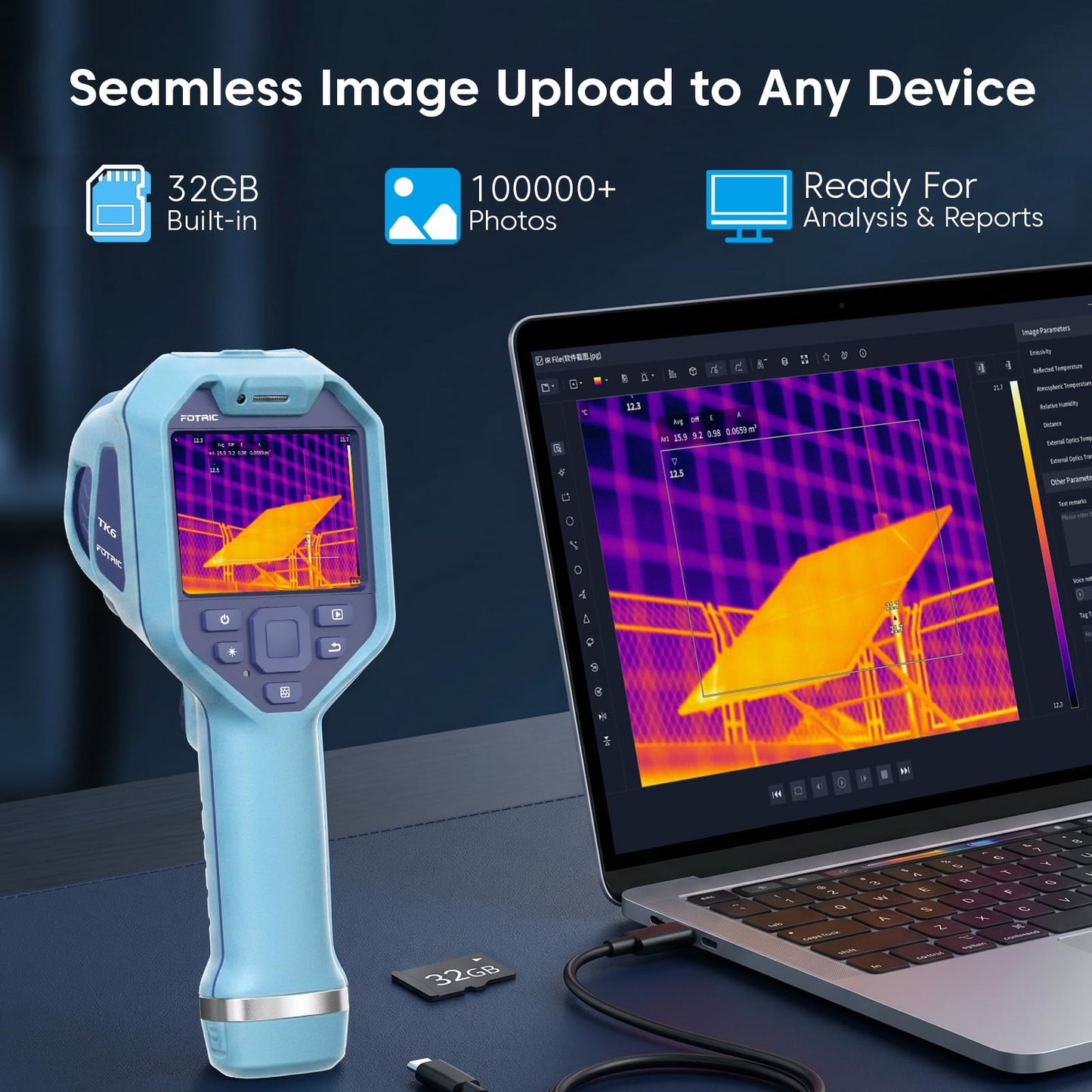 FOTRIC TK6 Thermal Imaging Camera, 384 x 288 IR Resolution , 25° *19° FOV, Manual Focus Thermal Imager with 5MP Visual Camera for Building, Electrical Inspections, -4°F to 1022°F, 3.5" Touch Screen