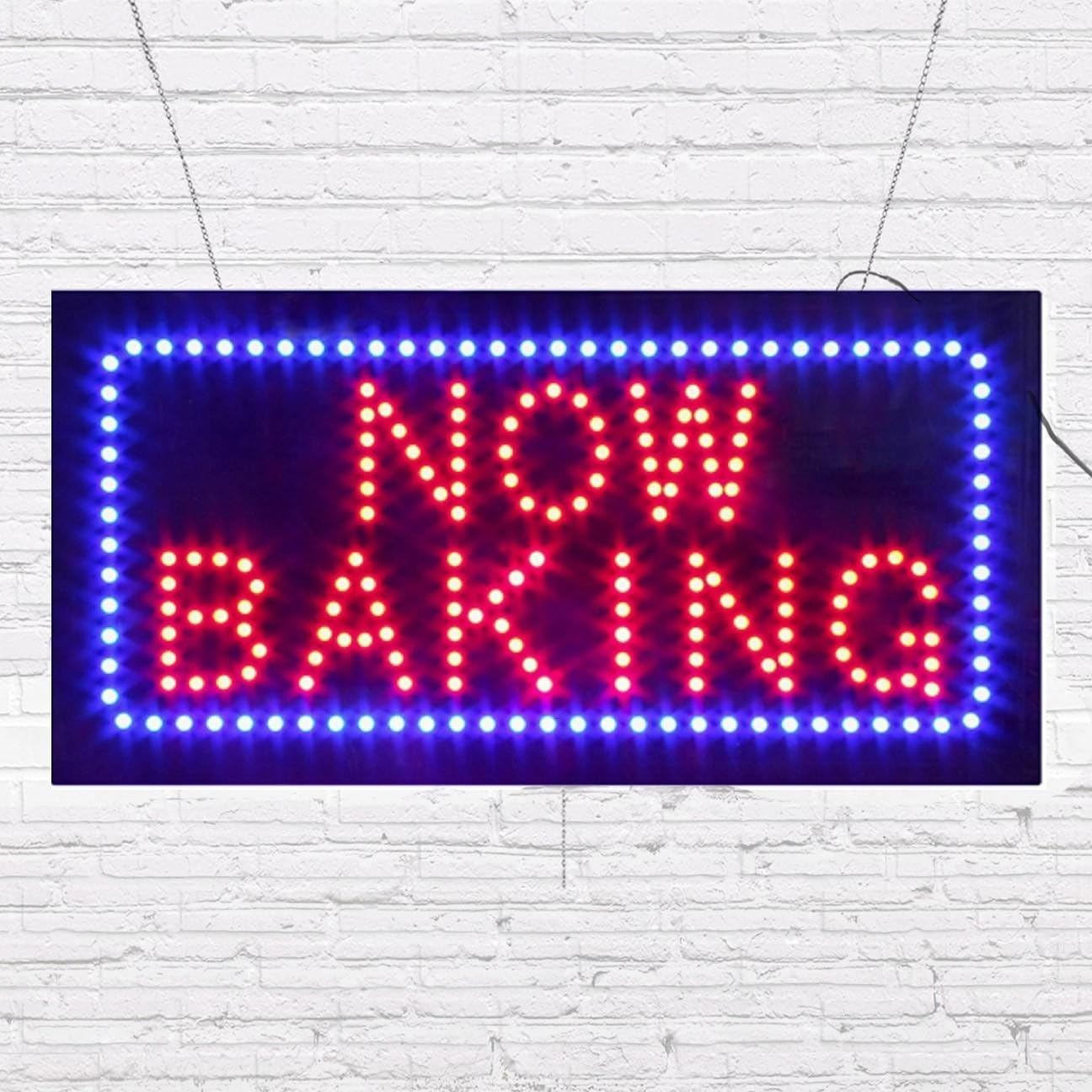 LED Now Baking Sign for Retail Business Displays |Advertising Electronic Light Up Sign for Windows Walls |12"h x 24"w x 2"d