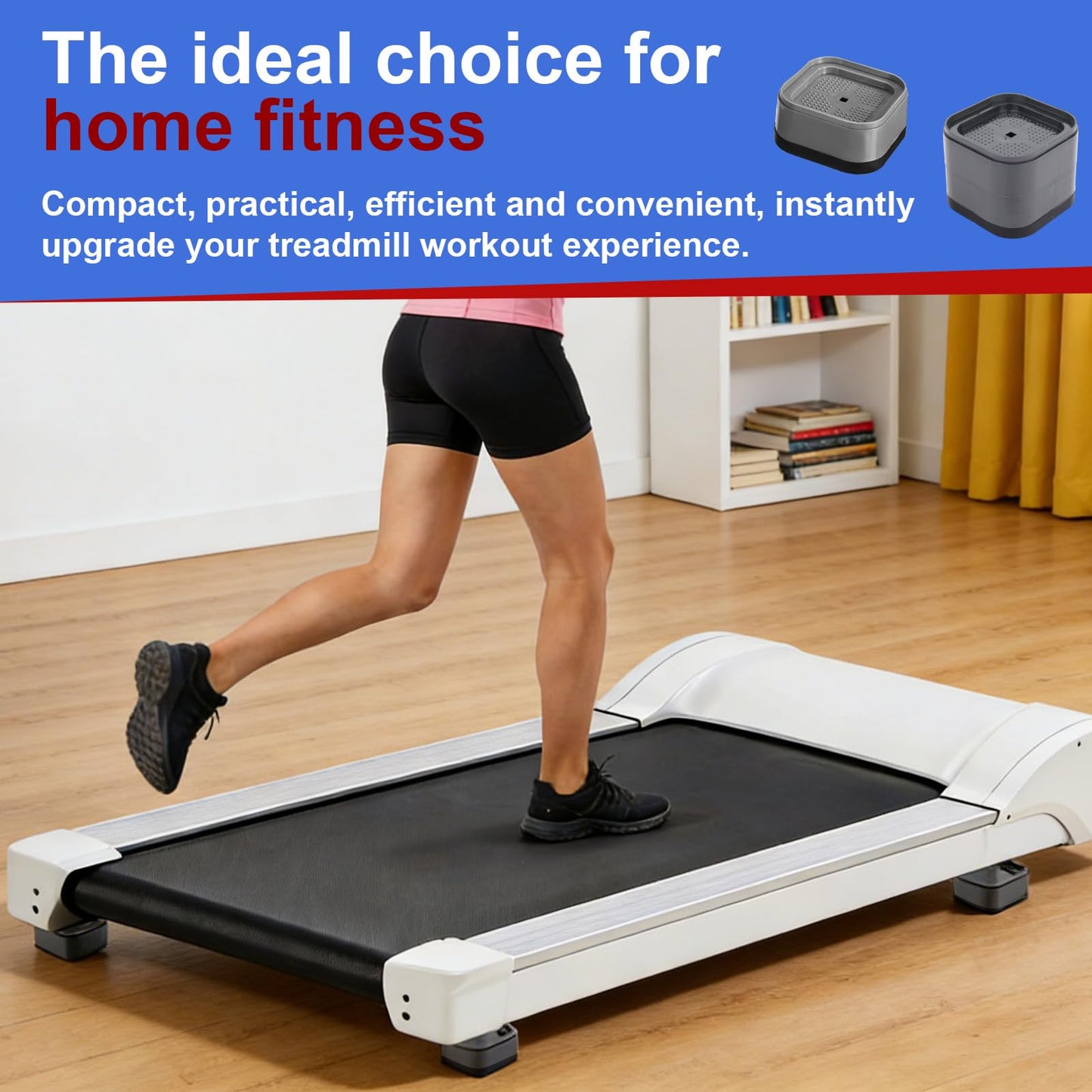 Penitue 4pcs Treadmill Incline Riser Blocks, Stackable Height Adjustable Incline Blocks Non-Slip Upgrade Ramp for Home Gym Leveling & Uphill Workout Treadmill Accessories(Grey)