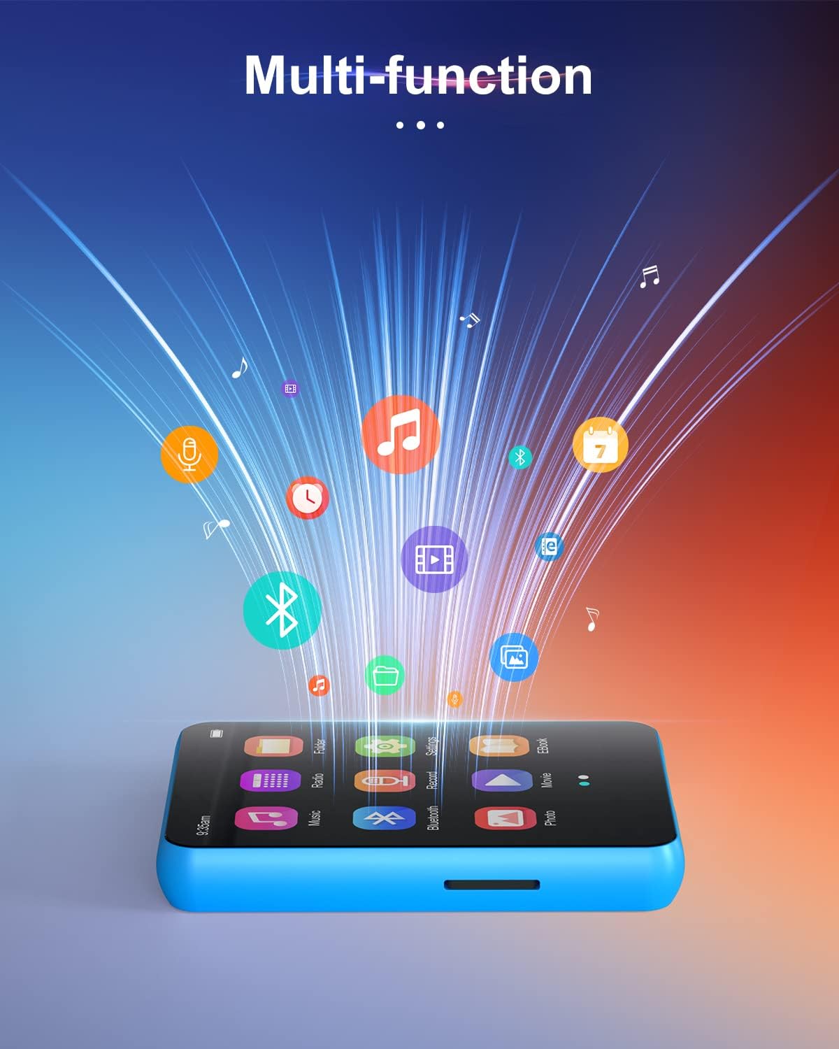 Conrain 64GB 2.4" MP3 5.3, 128GB Full Touch Screen Player with Bluetooth Portable HiFi Sound Quality Music Player