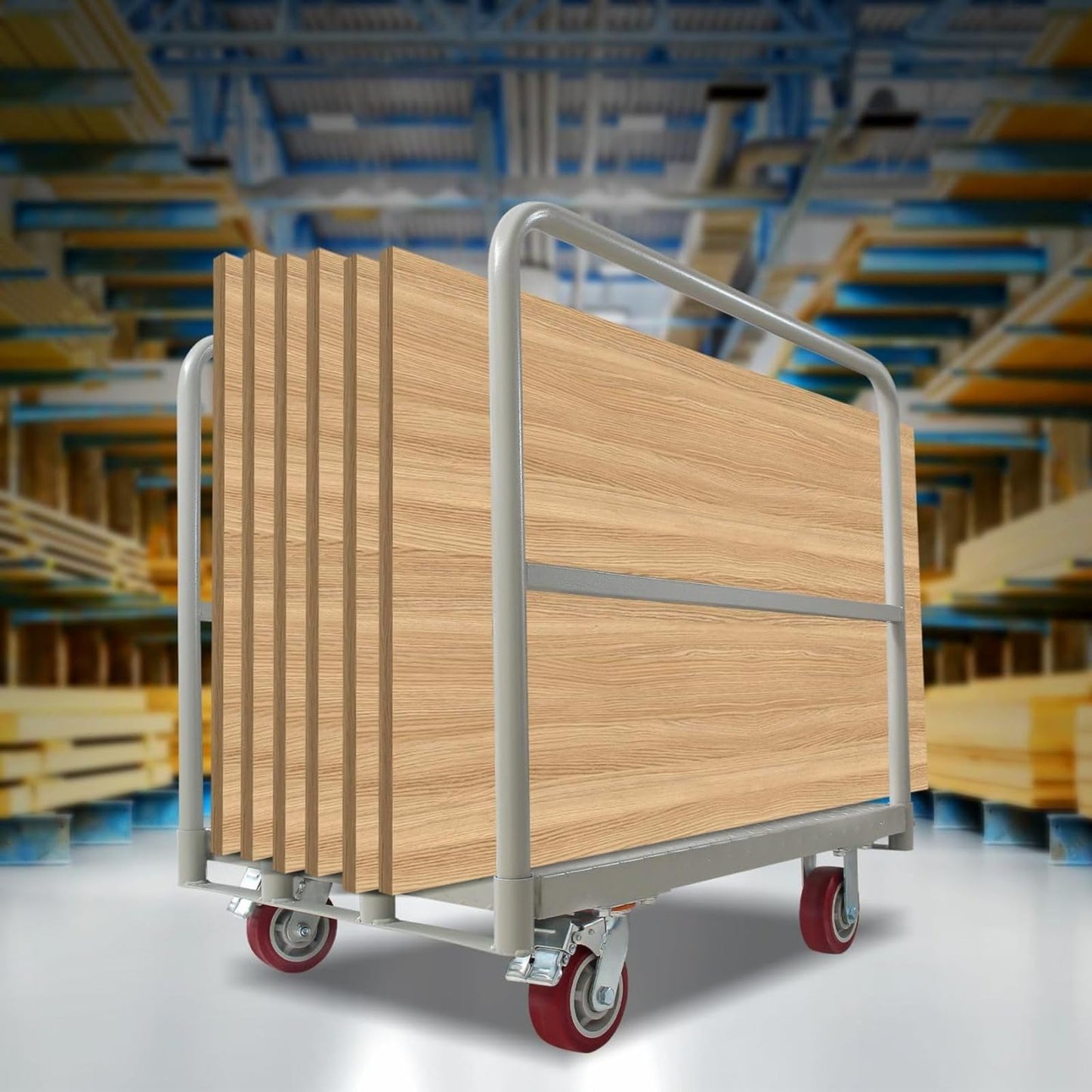 2-in-1 Heavy Duty Platform Truck Push Cart Dolly, Industrial Foldable Large Flatbed Cart with Wheels, 2 Side Handrails for Groceries, Garage, Warehouse Loading and Storage