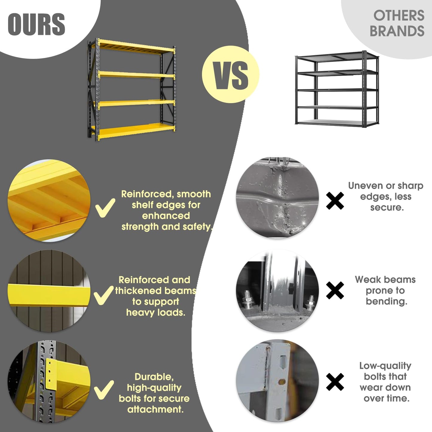 5000lbs Load Capacity,Heavy Duty 4-Tier Steel Shelving Unit, Adjustable Industrial Storage Rack for Garage Warehouse Workshop(Yellow and Black, W78.74*D23.62*H78.74)