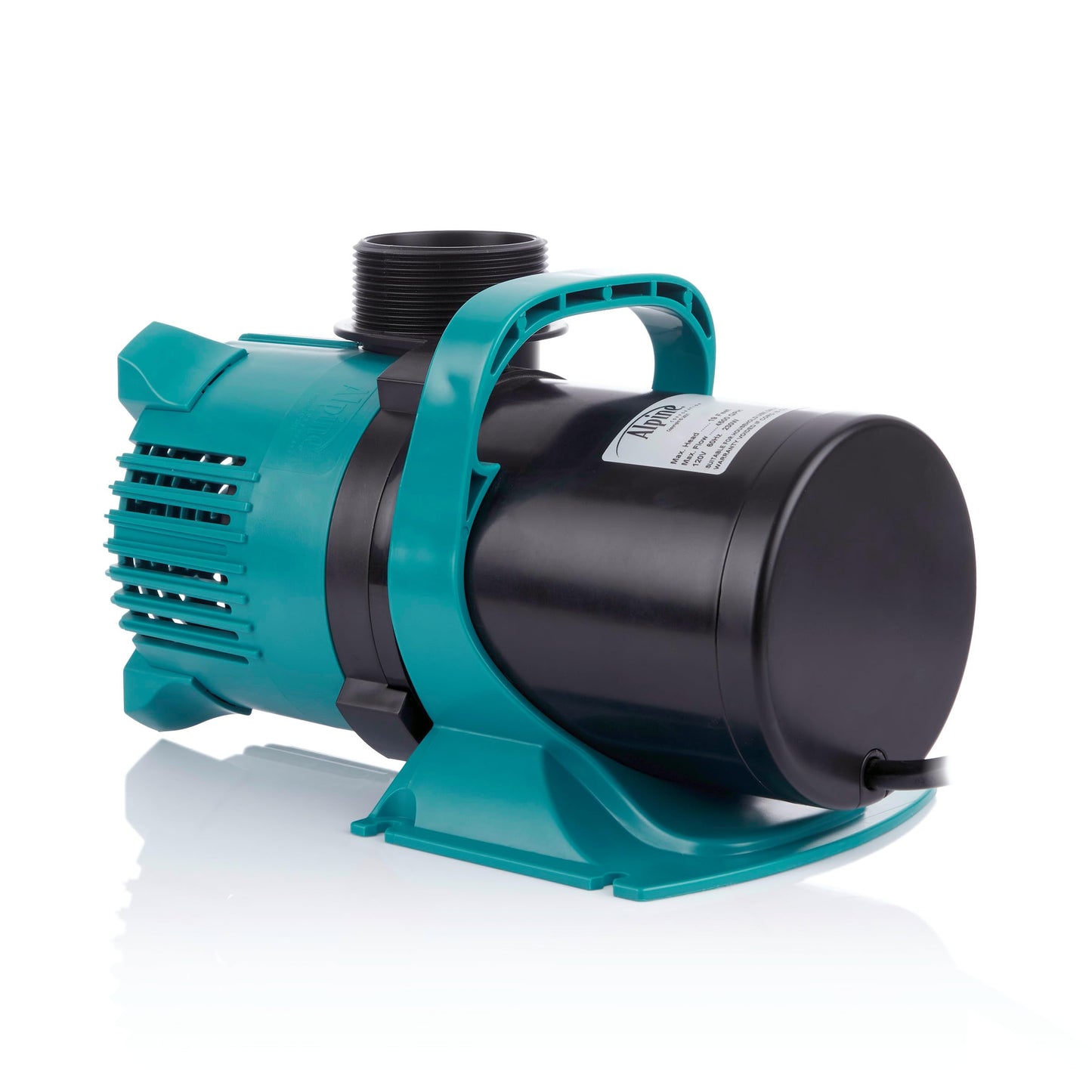 Alpine Corporation 4700 GPH Vortex Submersible Water Pump with 20 Ft Cord for Ponds, Fountains and Water Circulations, Quiet Operation Vertical/Horizontal, 18.5 Ft Lift 216 Watts, Black/Teal