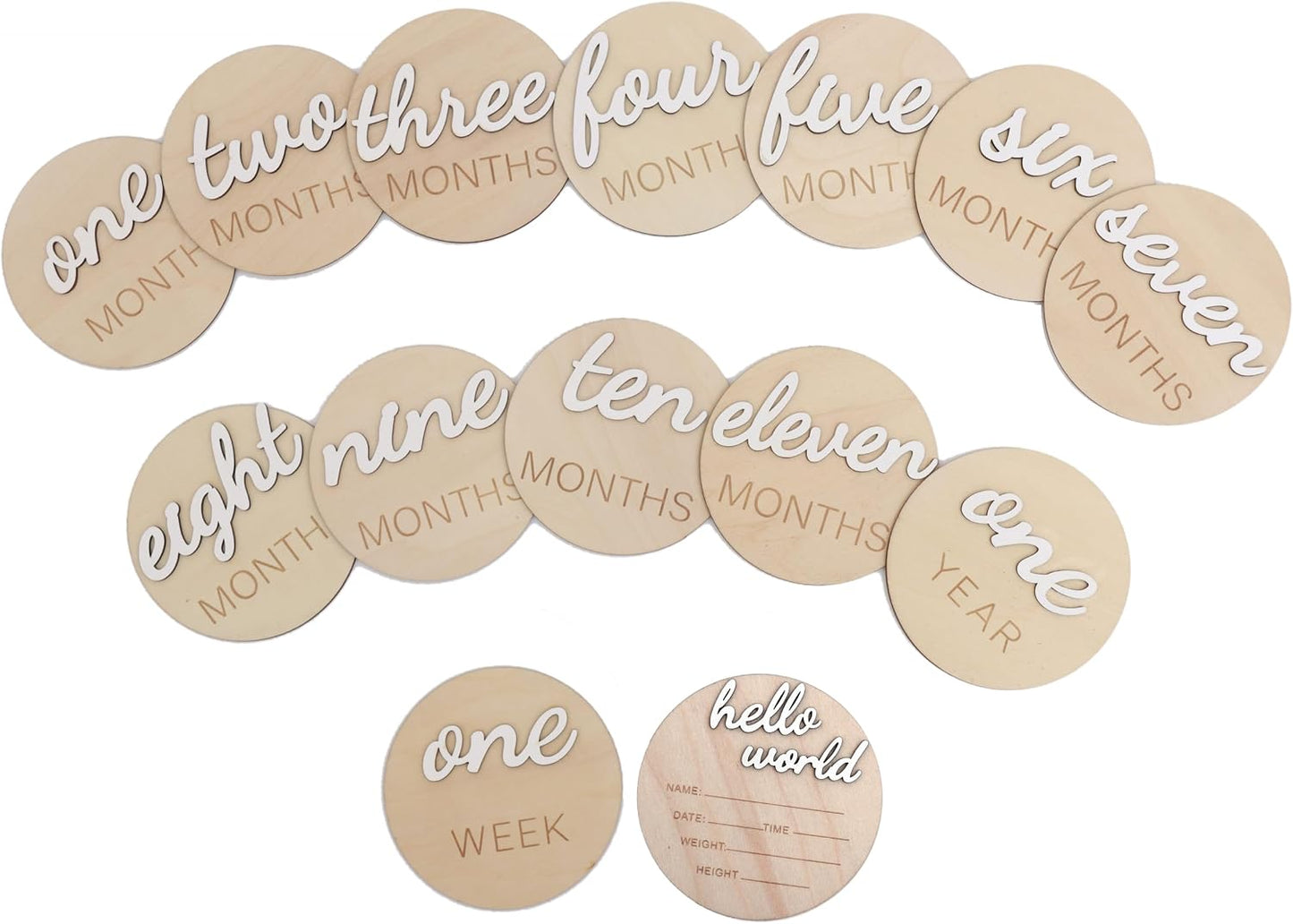 3D Wooden Monthly Milestone Cards, Baby Monthly Milestone Marker Cards, Newborn Memento Milestone to Document Baby's