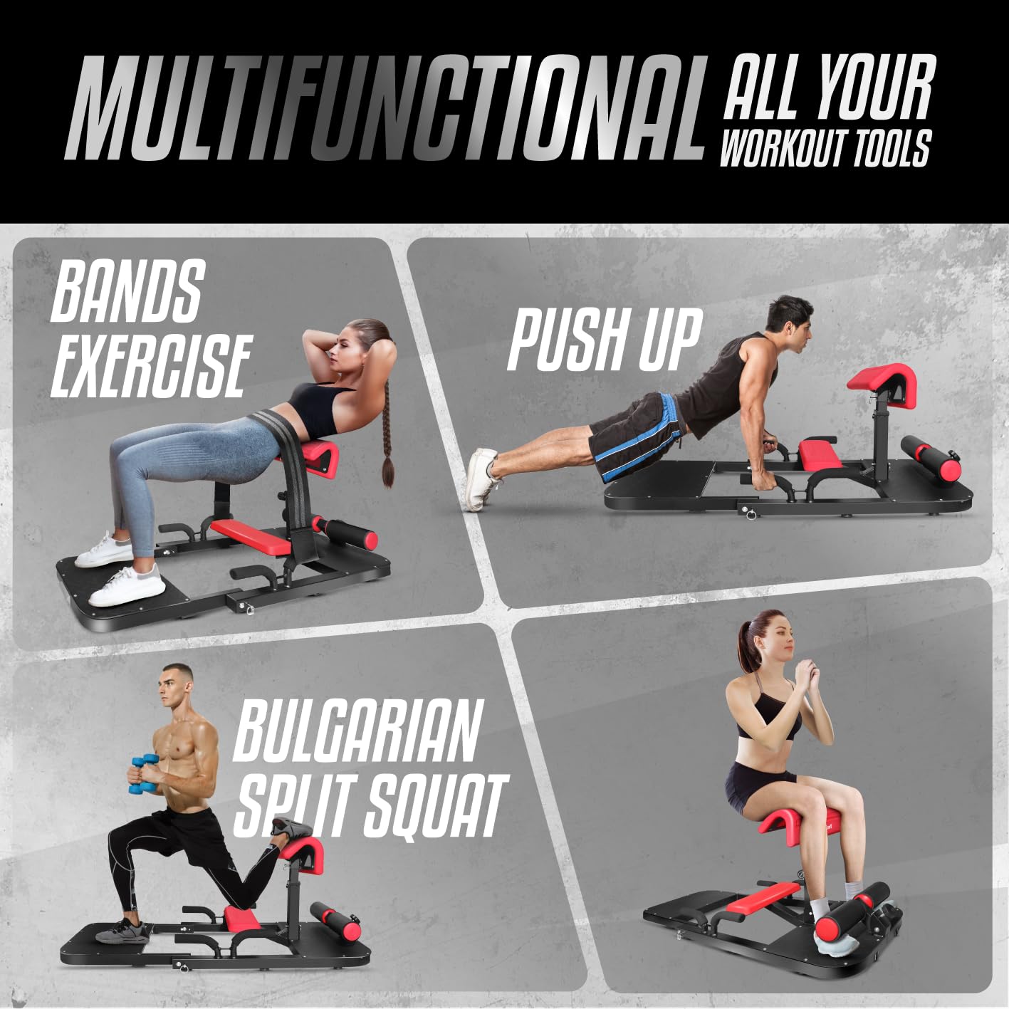 Yes4All Hip Thrust Machine Including Resistance Bands, Glute Machine Sissy Squat Machine, Hip Thrust Bench for Glute Training