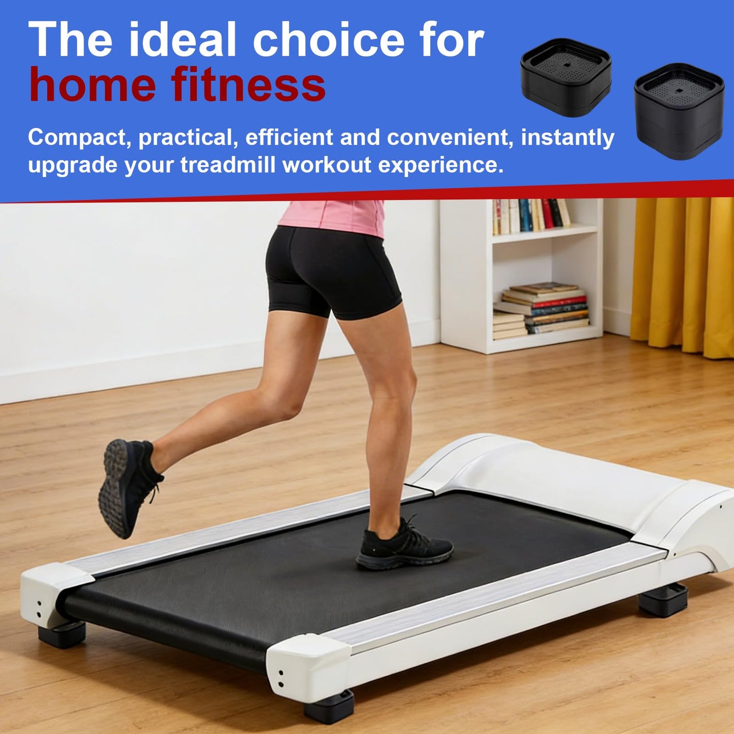 Penitue 4pcs Treadmill Incline Riser Blocks, Walking Stackable Height Adjustable Incline Blocks Pad Attachment Non-Slip Upgrade Ramp for Home Gym Leveling & Uphill Workout Treadmill Accessories