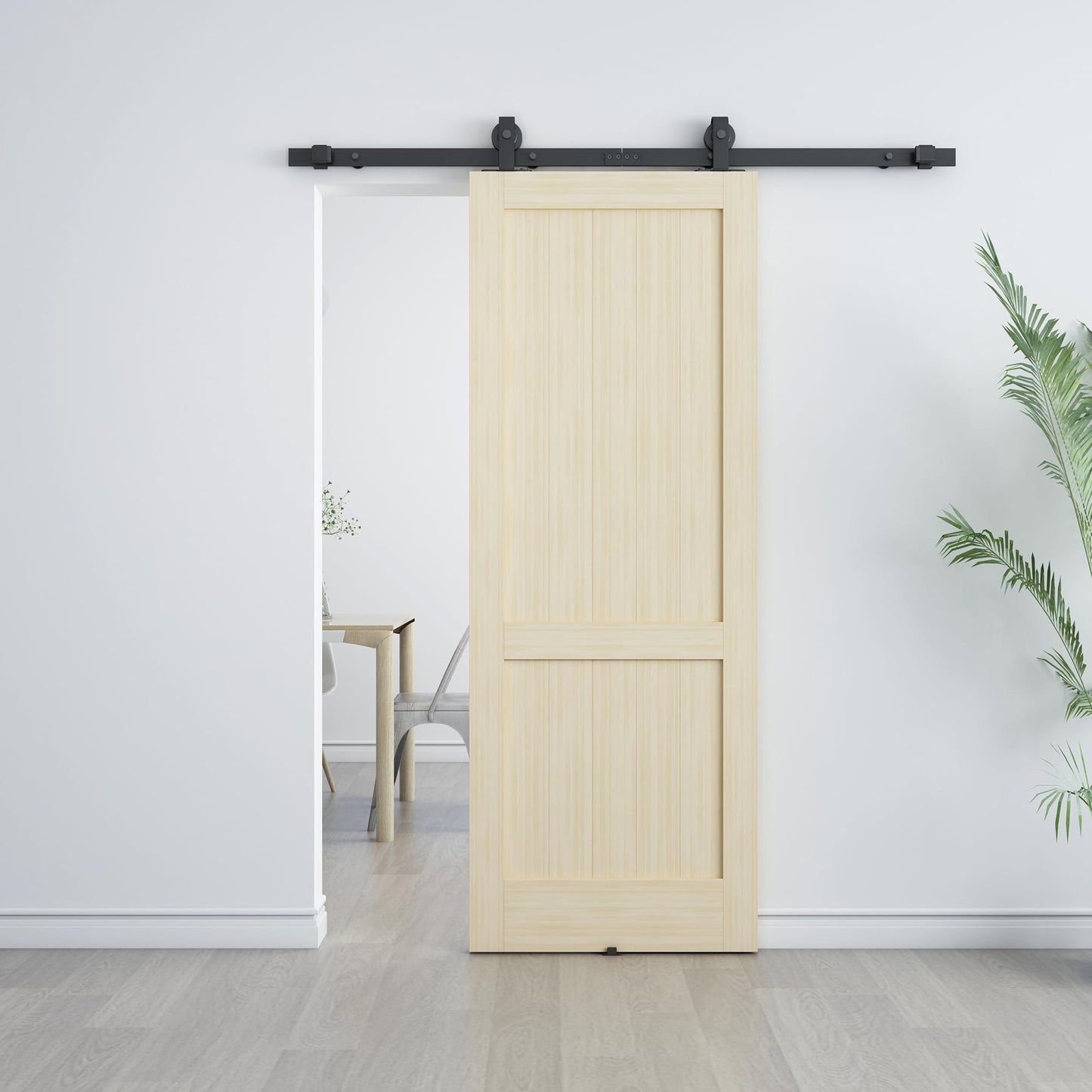 Barnsmith 42in x 84in Aluminum Glass Barn Door Panel - DIY Frosted Tempered Glass Door Slab - Easy Assembly