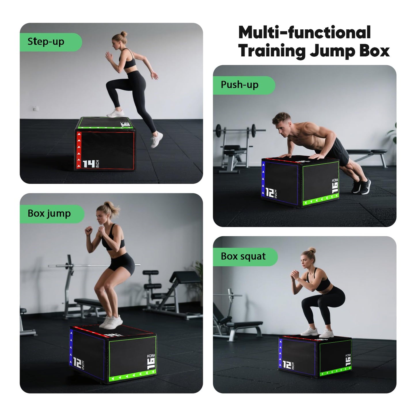 FAHKNS 3 in 1 Foam Plyometric Jump Box,Plyo Box High-Density,EPE Foam Core PVC Leather Cover Non Slip,Jumps Exercise for Home Gym Training Fitness