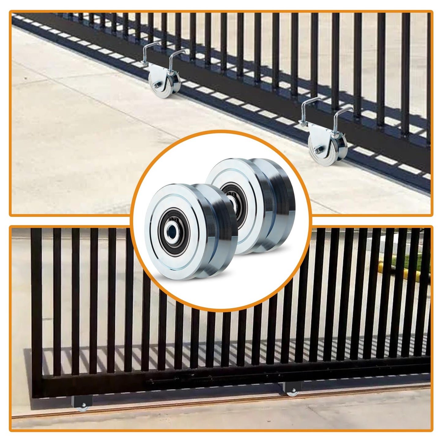 TRUCFUSION 4" V Groove Gate Wheels, Solid Sliding V Groove Wheels, Load Capacity 3000LBS Heavy Duty for Rolling Door Gate V Tracks, 2 Pack
