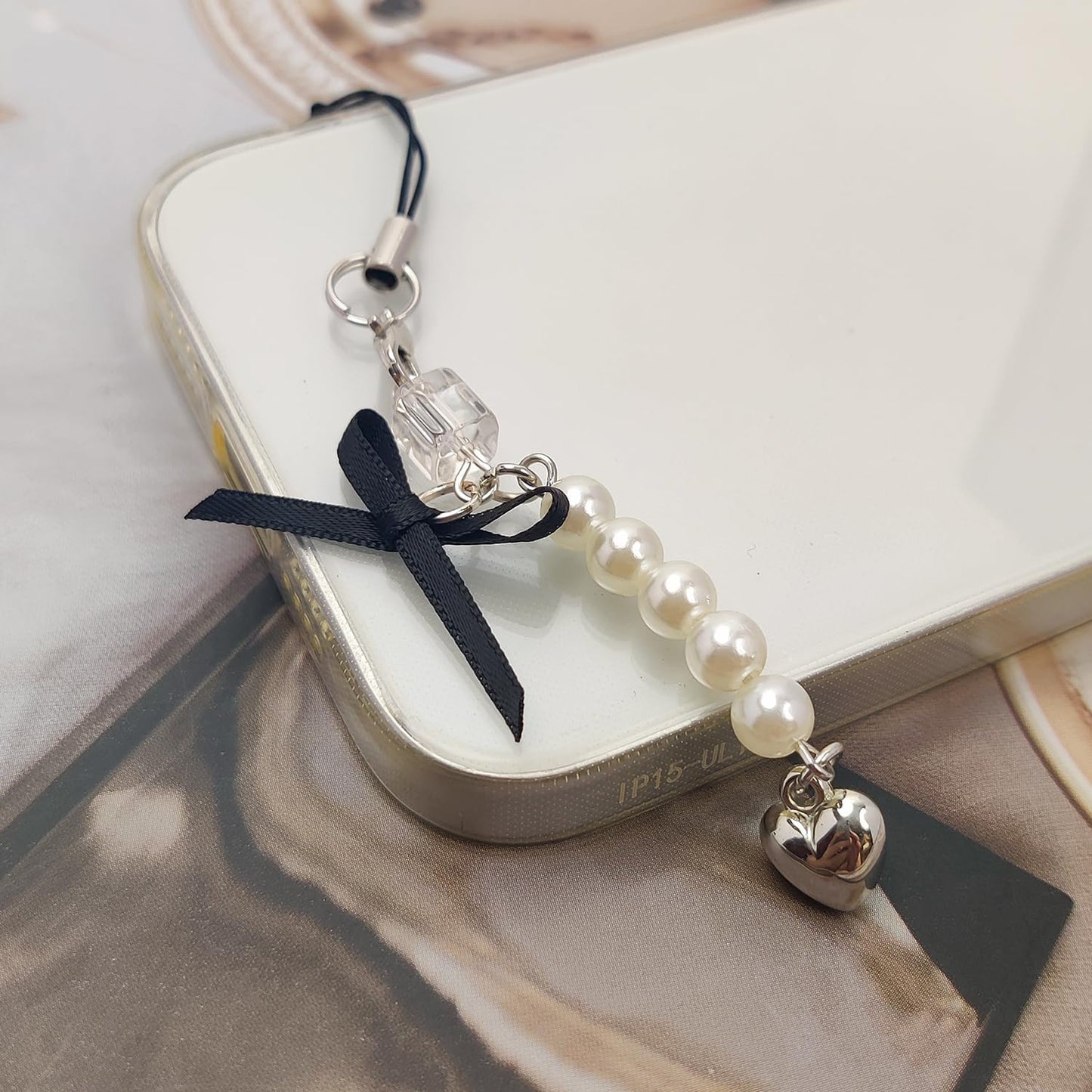 cioatu 2 Pack Phone Charms, Cute Aesthetic Beaded PhoneCharm Strap Phone Lanyard String PhoneChain Accessories for Bag