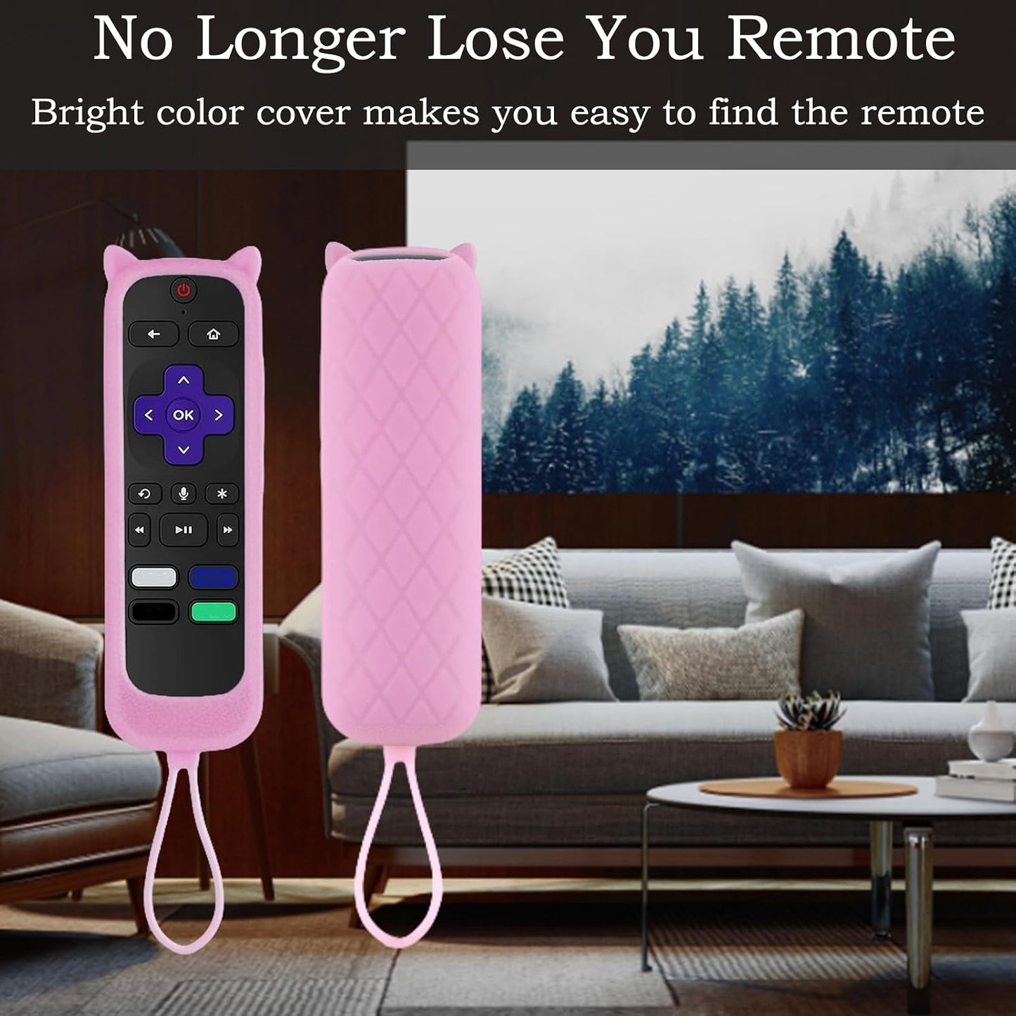 Gavyqier 3Pack 4K+, 4K 2021 Covers for Roku Remote With Cat Ears Design - Silicone Universal Protective Controller