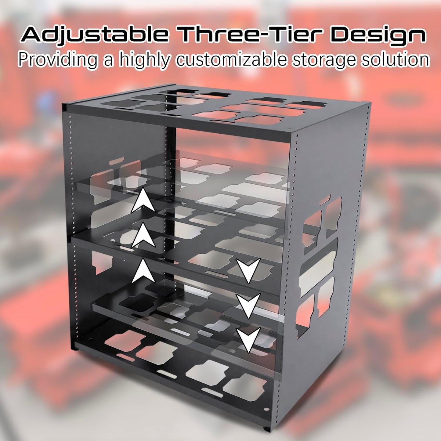 EXODIOS Mounting Plate Compatible with Mil.waukee, Adjustable Heavy Metal material Shelf, Holds Up to 8 Boxes for Tool, Storage and Organization System