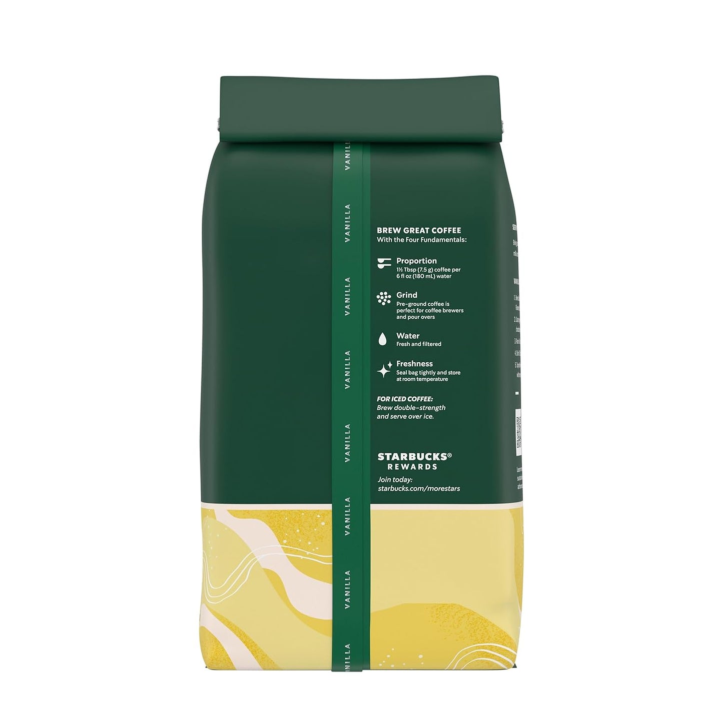 Starbucks Ground Coffee - Vanilla Flavor for Hot or Iced Beverages | Six 11 oz Bags