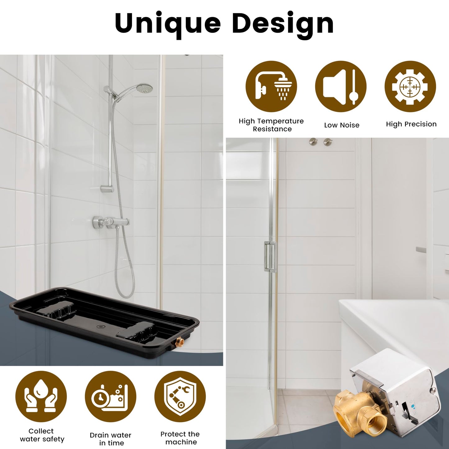 Faucet Steam System Steam Generator Auto Drain and Generator Pan for Use with 240v Generators, Steam System Automatic Purge Drain with Motorized Ball Valve for model AD-240, 5GA-PAD-240