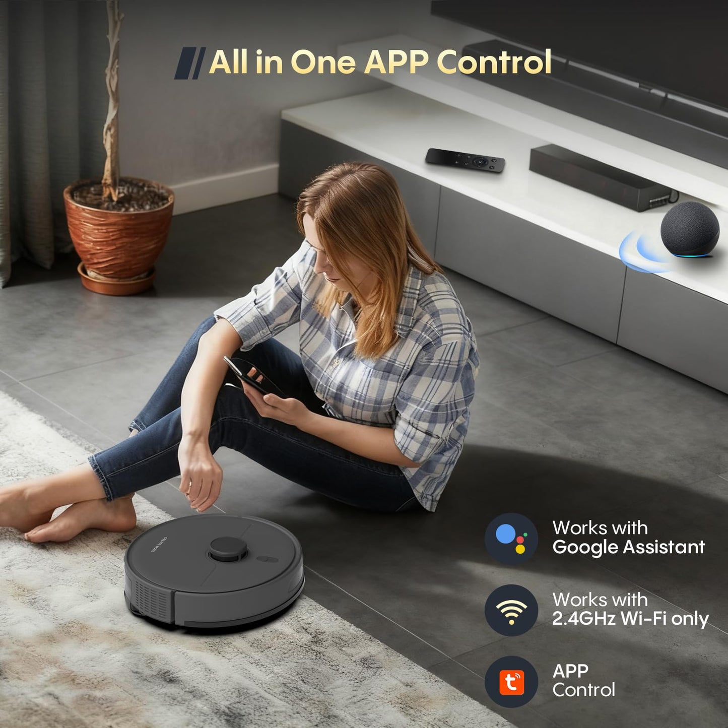 Bagotte Robot Vacuum and Mop with 6000Pa, Robotic Vacuum Self-Emptying with 90 Days Hands-Free,LiDAR Navigation,Fast Home Mapping for Pet, Hard Floors, Carpet