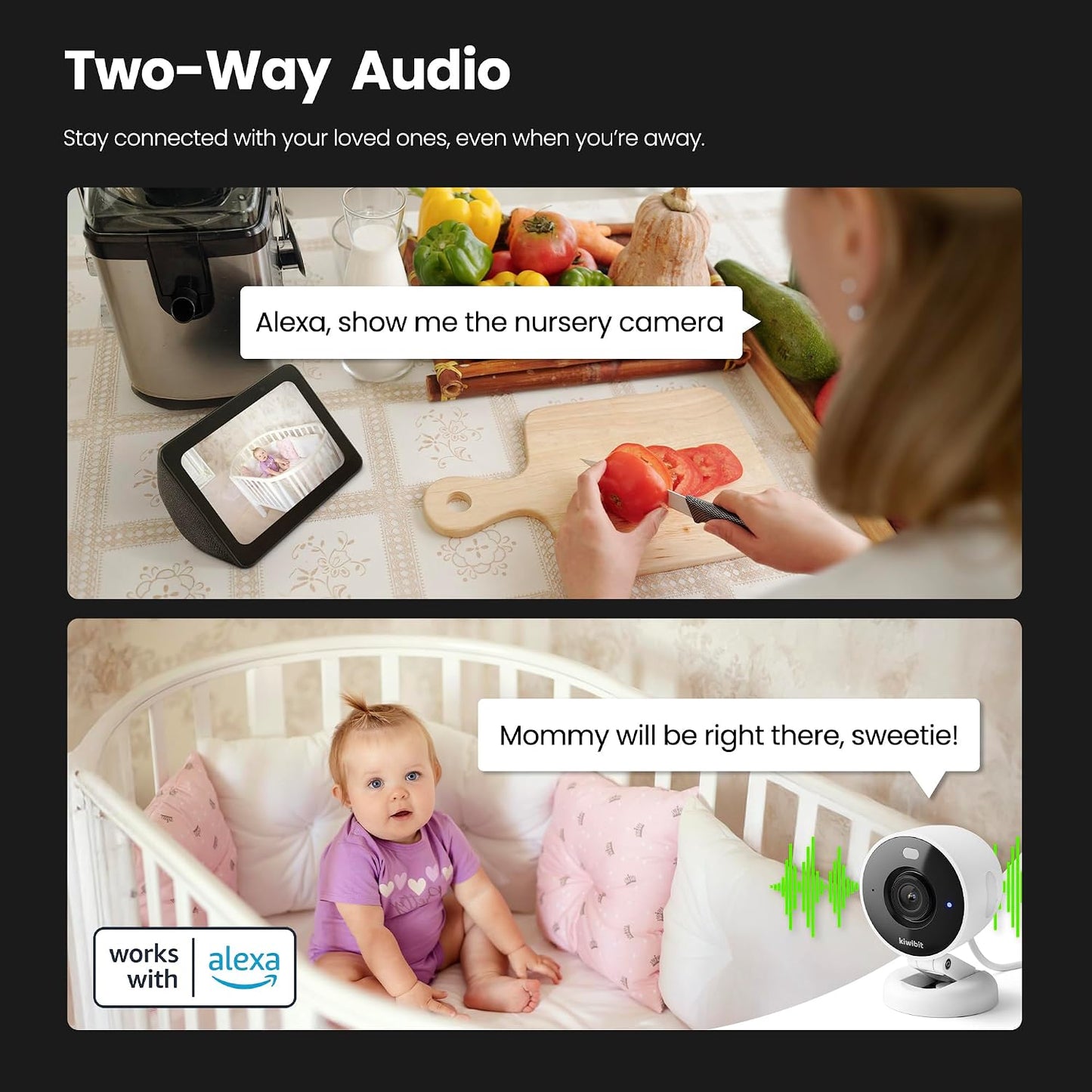 Kiwibit 2K 10FT Security Camera Indoor/Outdoor, Pet Camera, Baby Monitor, Magnetic Mount, AI Detection, Color Night