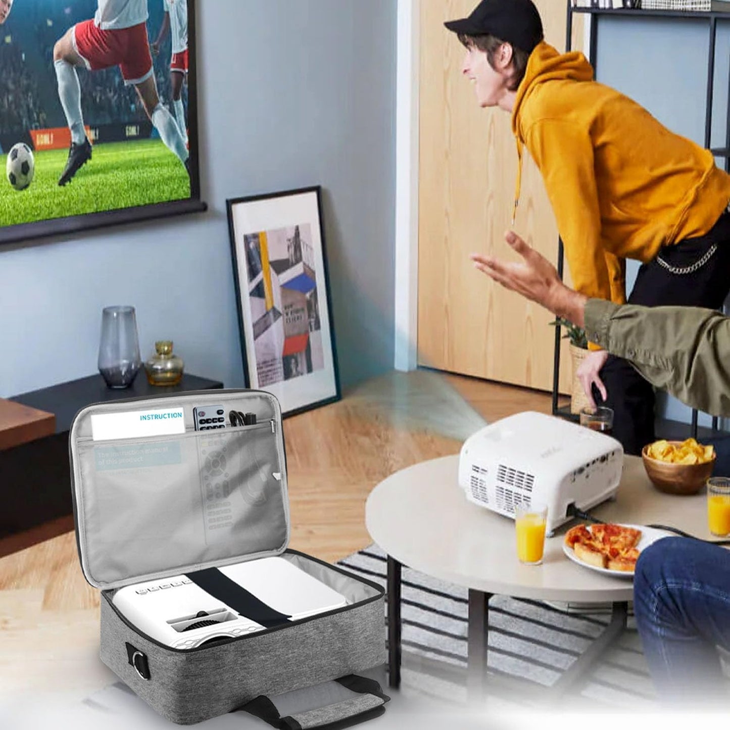 13.4 9.8 3.9in Projector Carrying Case, * * Projector Bag Large Bag with Accessories Pockets Adjustable Shoulder Straps