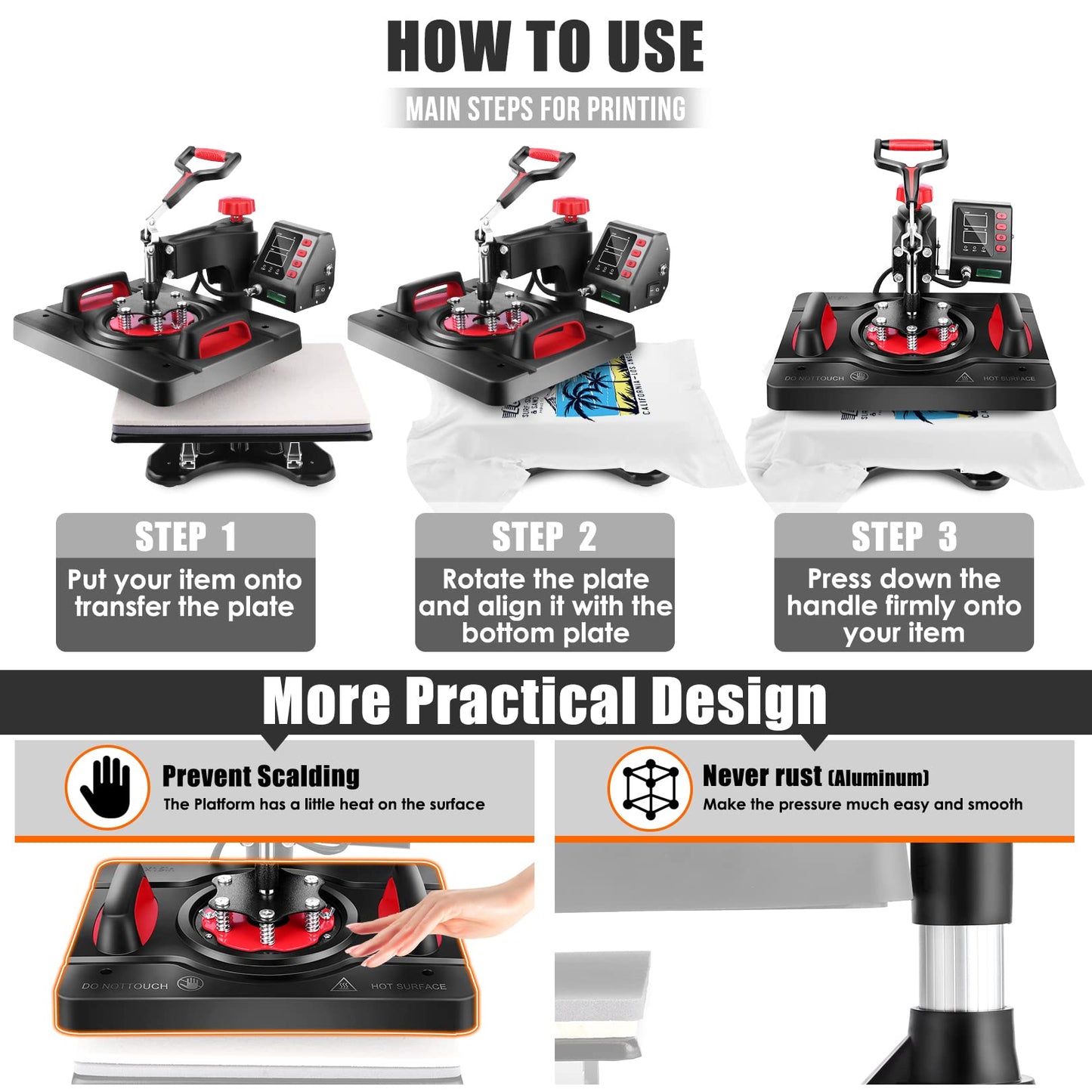 AKEYDIY Professional 8 in 1 Heat Press Machine Sublimation Machine 12" X 15" Shirt Press Machine 360° Swing Away - Industrial-Quality Digital Sublimation Heat Press Machine for T Shirt Mug Hat Plate