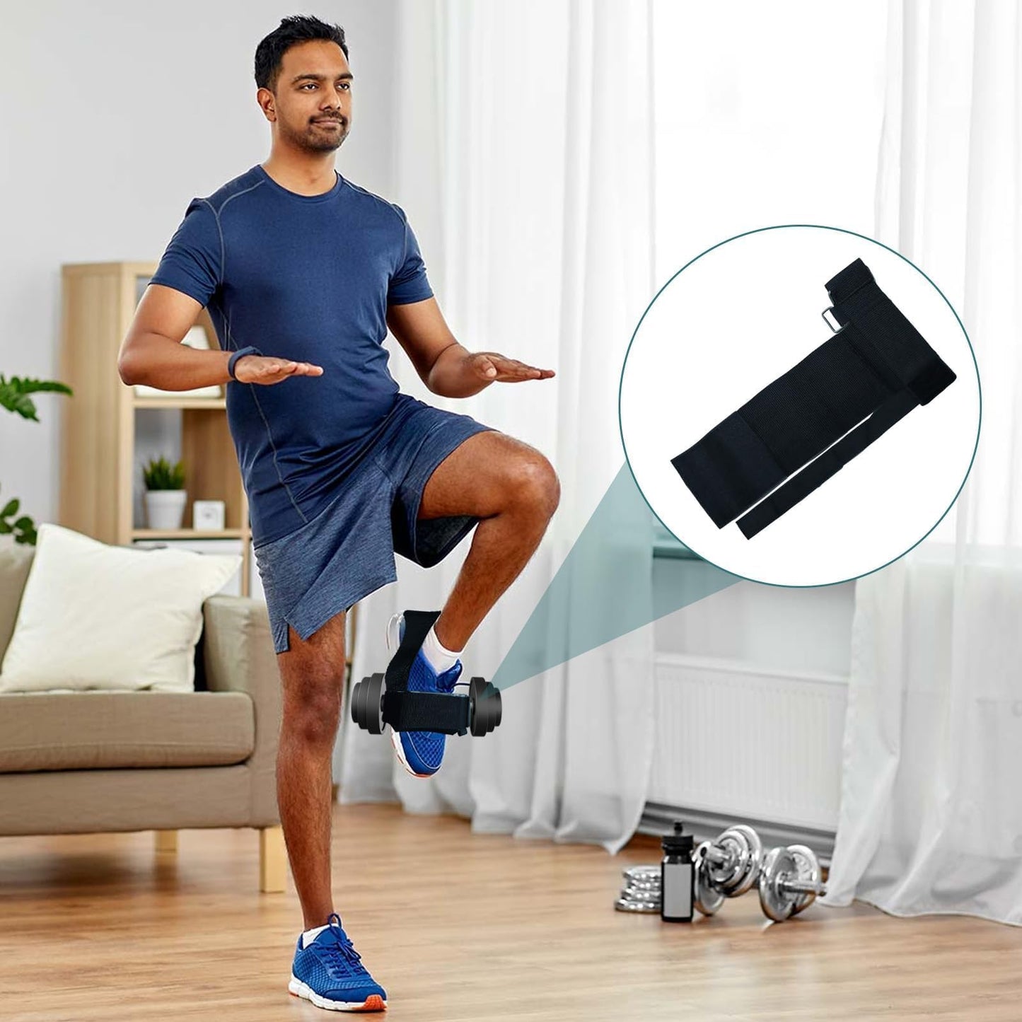 Monkey Dumbbell Foot Attachment, Adjustable Feet Dumbbell Attachment Straps, Tibialis Trainer Strap for Leg Workouts– Leg Extensions, Shin Splint, Hip Flexors, Target Glutes, Hamstring Curls