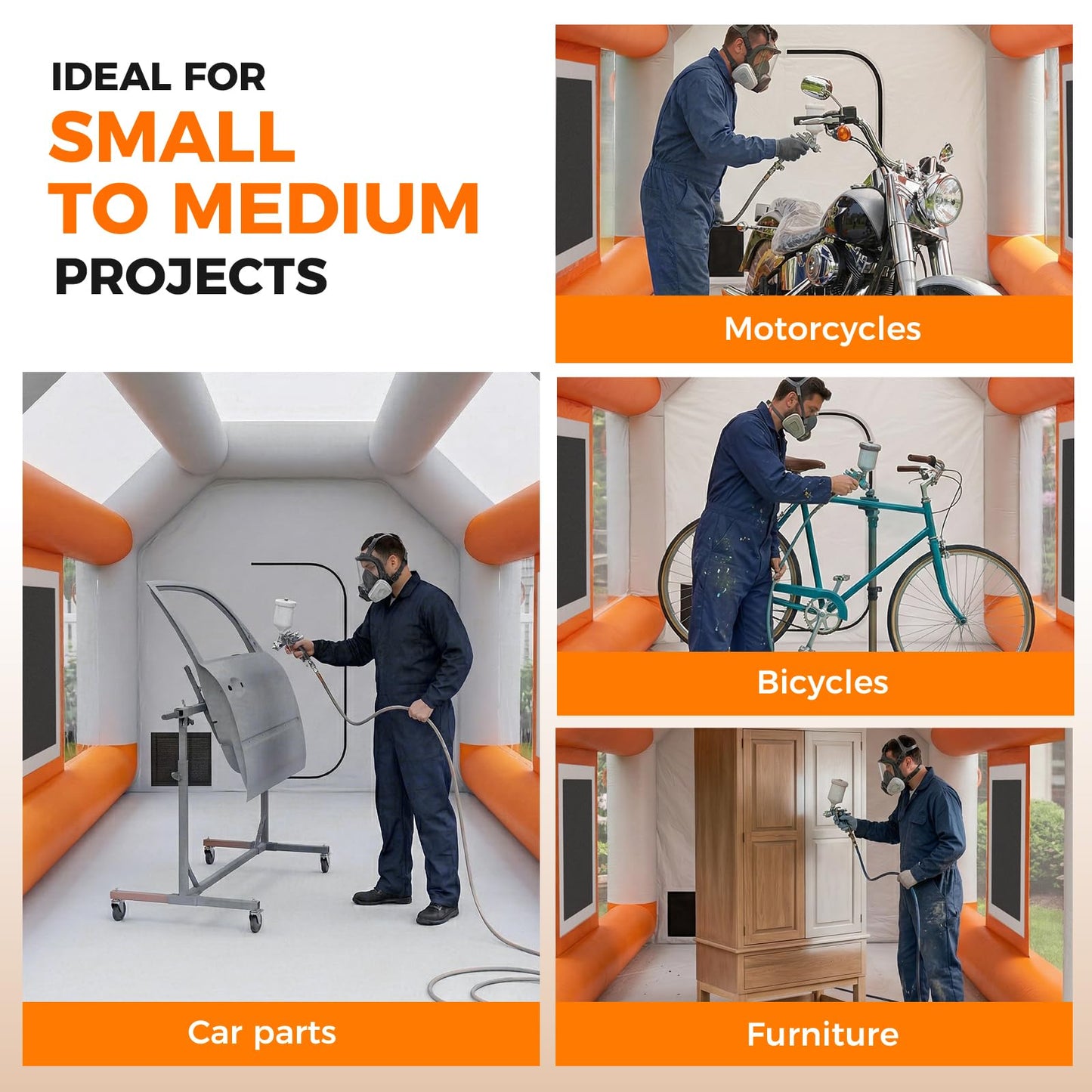 10x8.5x7ft Inflatable Paint Booth, Light Water-Resistant 210D Oxford Portable Spray Booth with 550W Blower, Professional Mobile Workshop for Car Parts, Furniture & Crafts, Dual Filtration