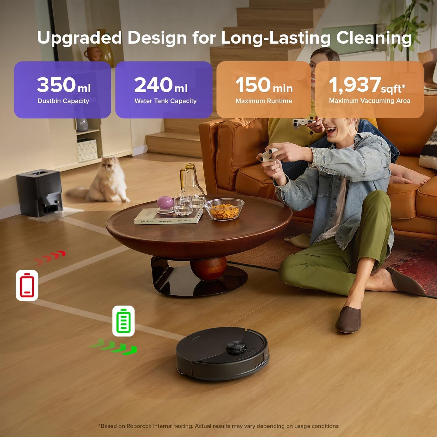 Roborock Q10 S5+ Robot Vacuum & Mop - 10,000Pa Suction, 70 Days Self-Emptying, Sonic Mopping | Black