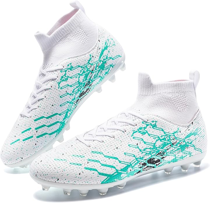 Unisex Soccer Cleats Lightweight No-Tie Lacing System Multi-Surface Football Shoes with Ankle Support for Beginners to Advanced Players