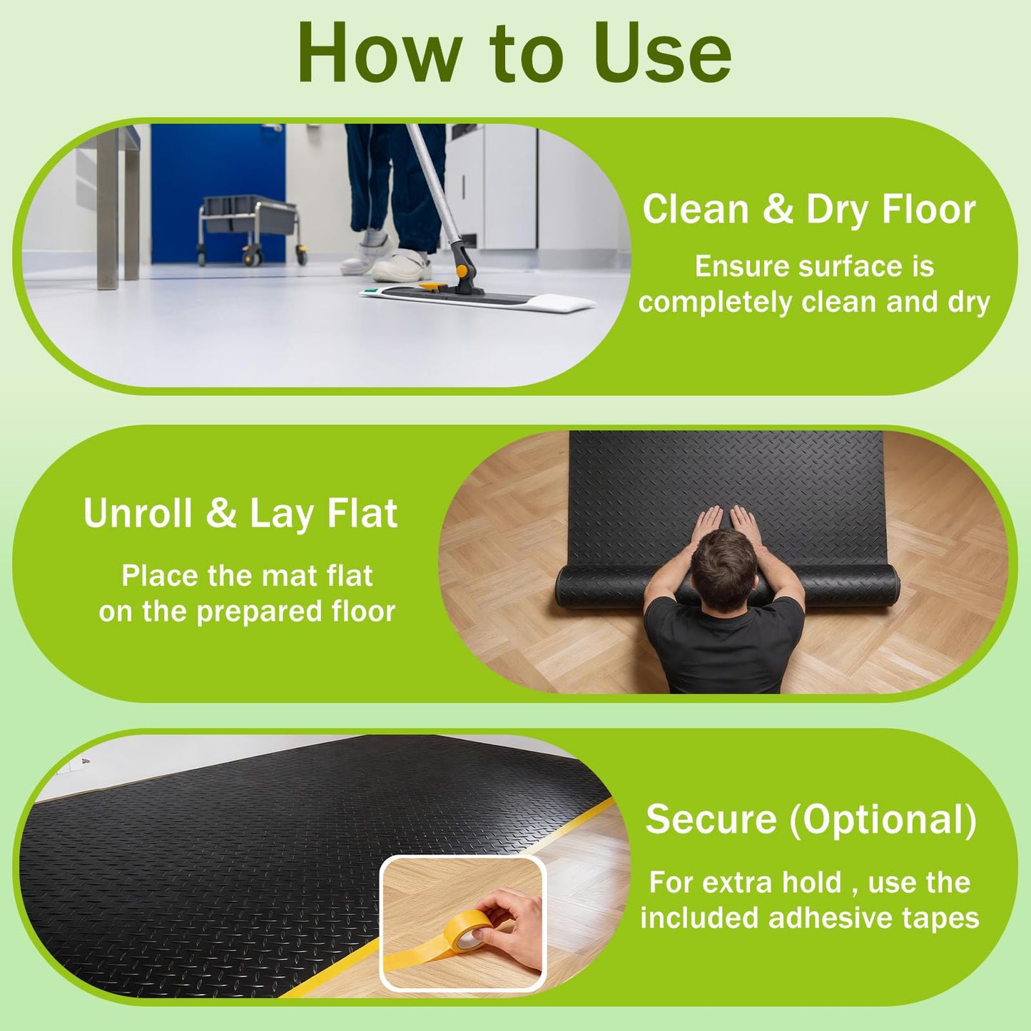 FomanXtre 8x20 FT Garage Floor Mat, 2.8mm Thickened Flooring Roll for Under Car Diamond Plate PVC Rubber Mat with 20 Pcs Tapes, Non-Slip Floor Mat for Garage, Warehouse, Gyms, Trailer,Black