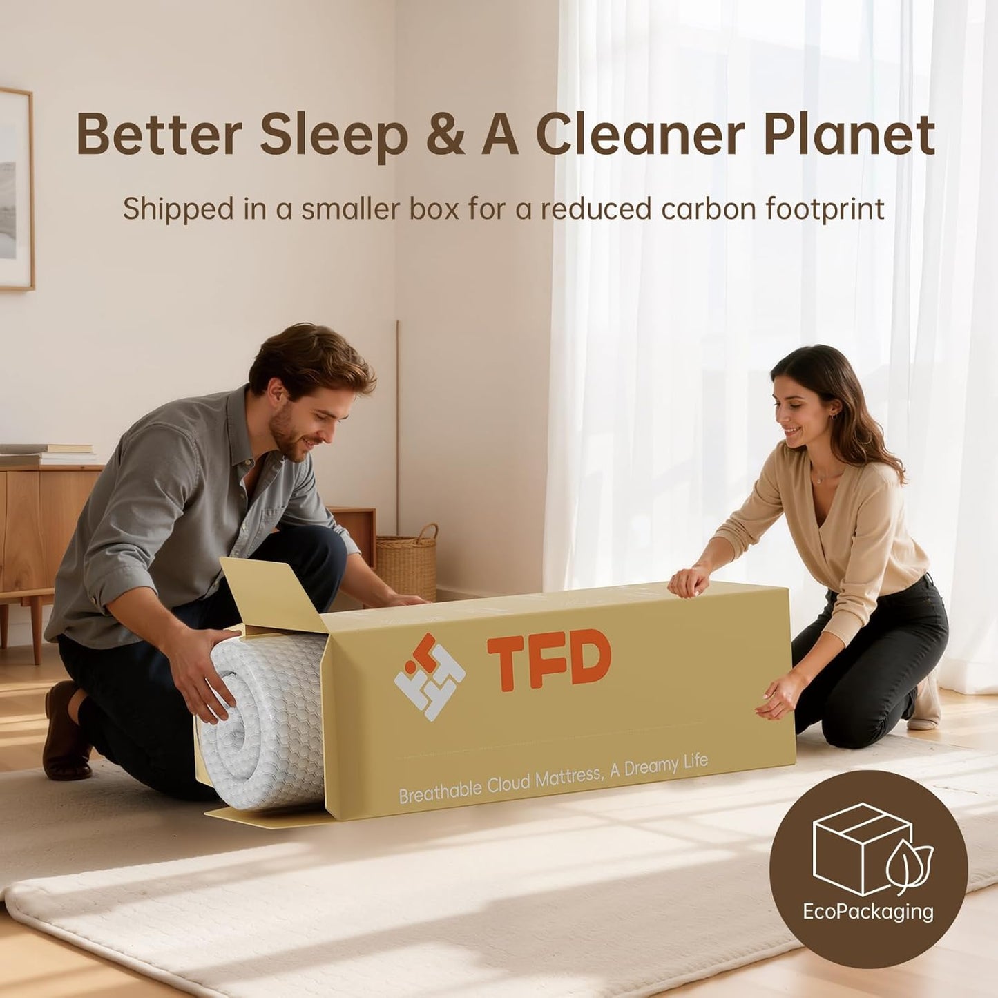 TFD Twin Mattress - 8 Inch Gel Memory Foam Mattress for Comfortable, Cooling Sleep | Medium Firm, CertiPUR-US Certified