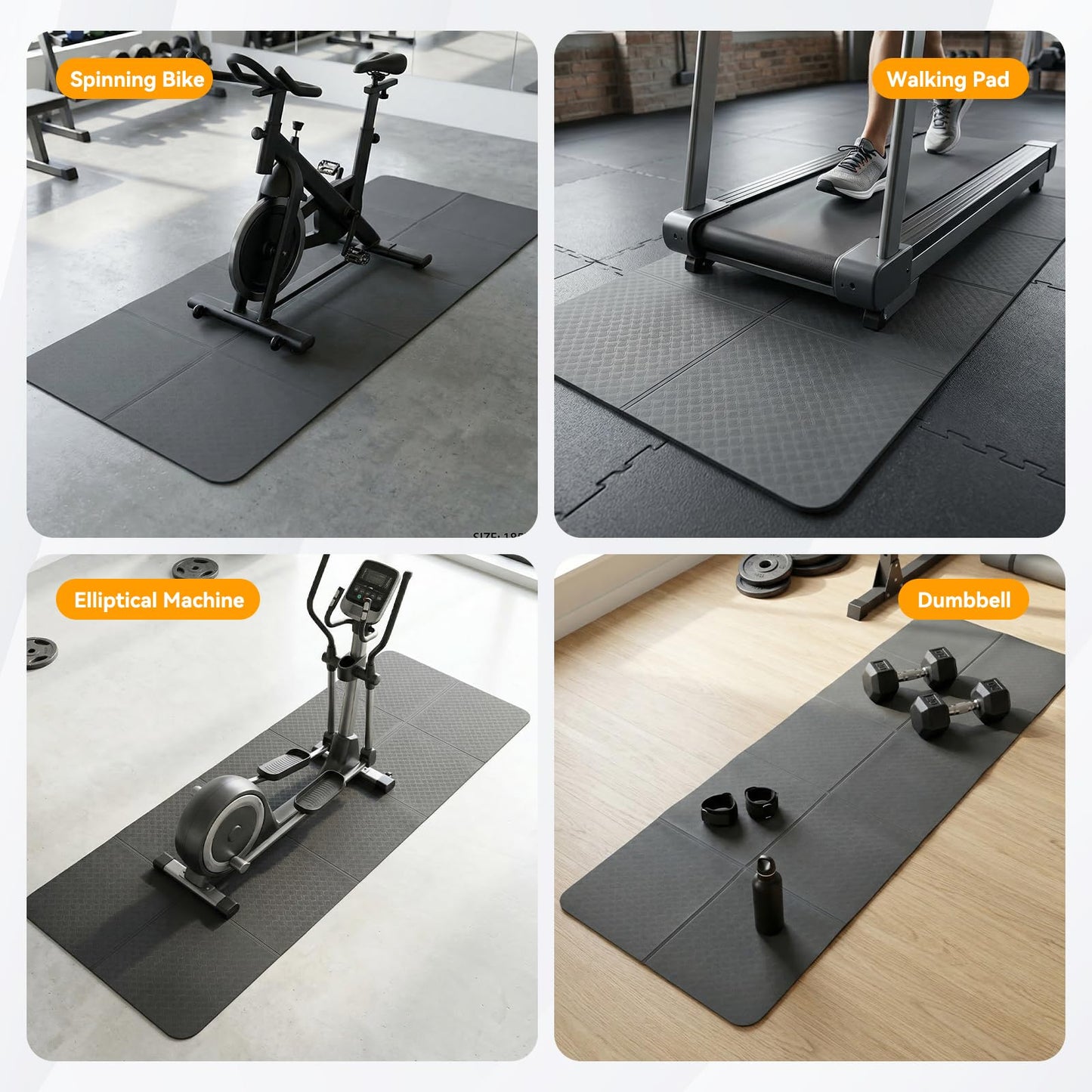 FIRINER Walking Pad Mat for Carpet 73''×24'' Foldable Treadmill Pad Floor Protector Non-Slip Noise Shock Absorption Exercise Equipment Mats for Hardwood Floor/Spinning Bike/Elliptical Machine