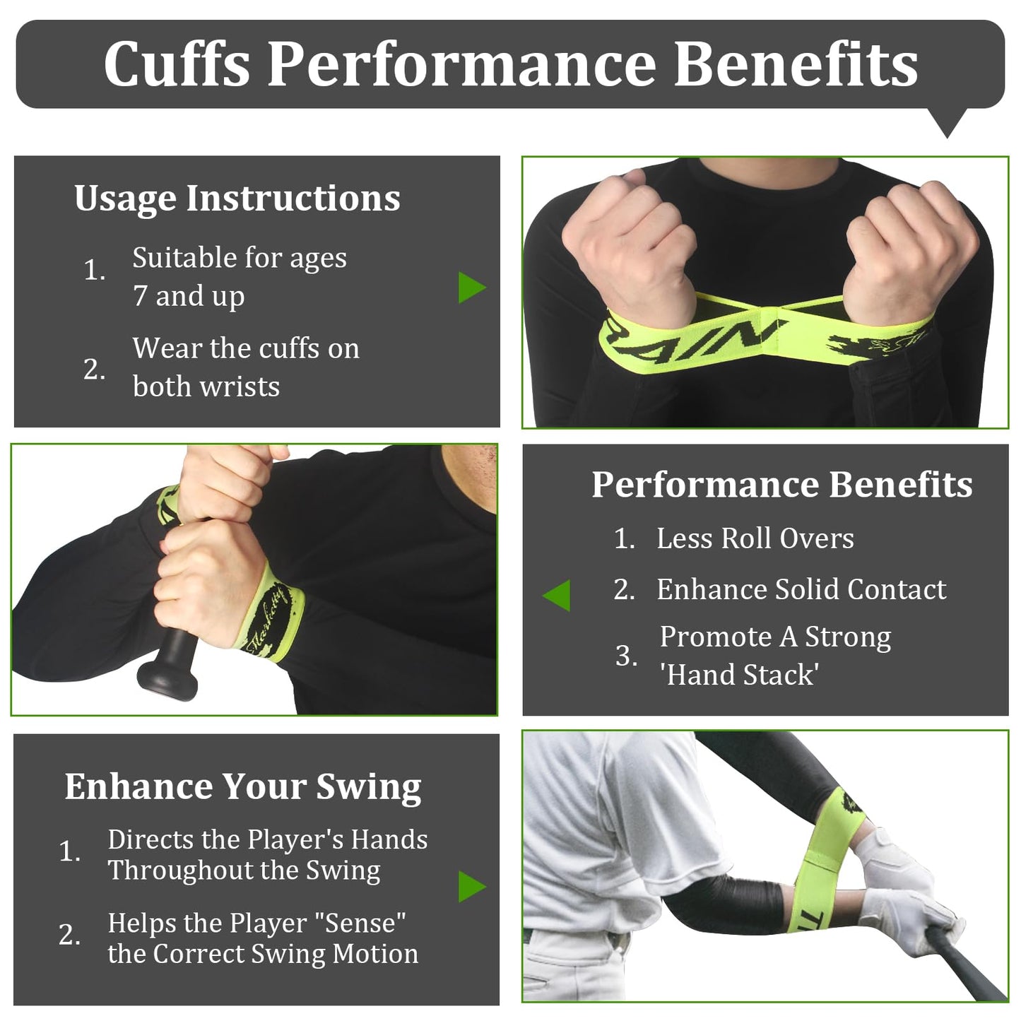 HOTETRI Baseball/Softball Training Equipment for Batting Training, Swing Trainer Aid, Hitting Trainer, Baseball Training (Black - Body Band)