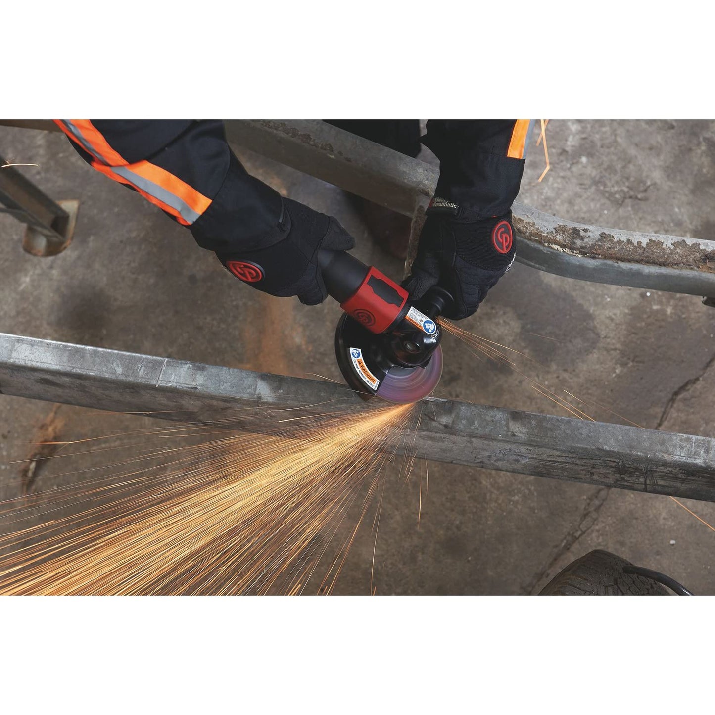 Chicago Pneumatic CP7550-B - Air Grinder Tool, Welder, Woodworking, Automotive Car Detailing, Stainless Steel Polisher, Heavy Duty, Right Angle Grinder, 5 Inch (125 mm), 1.13 HP / 840 W - 12000RPM,Red