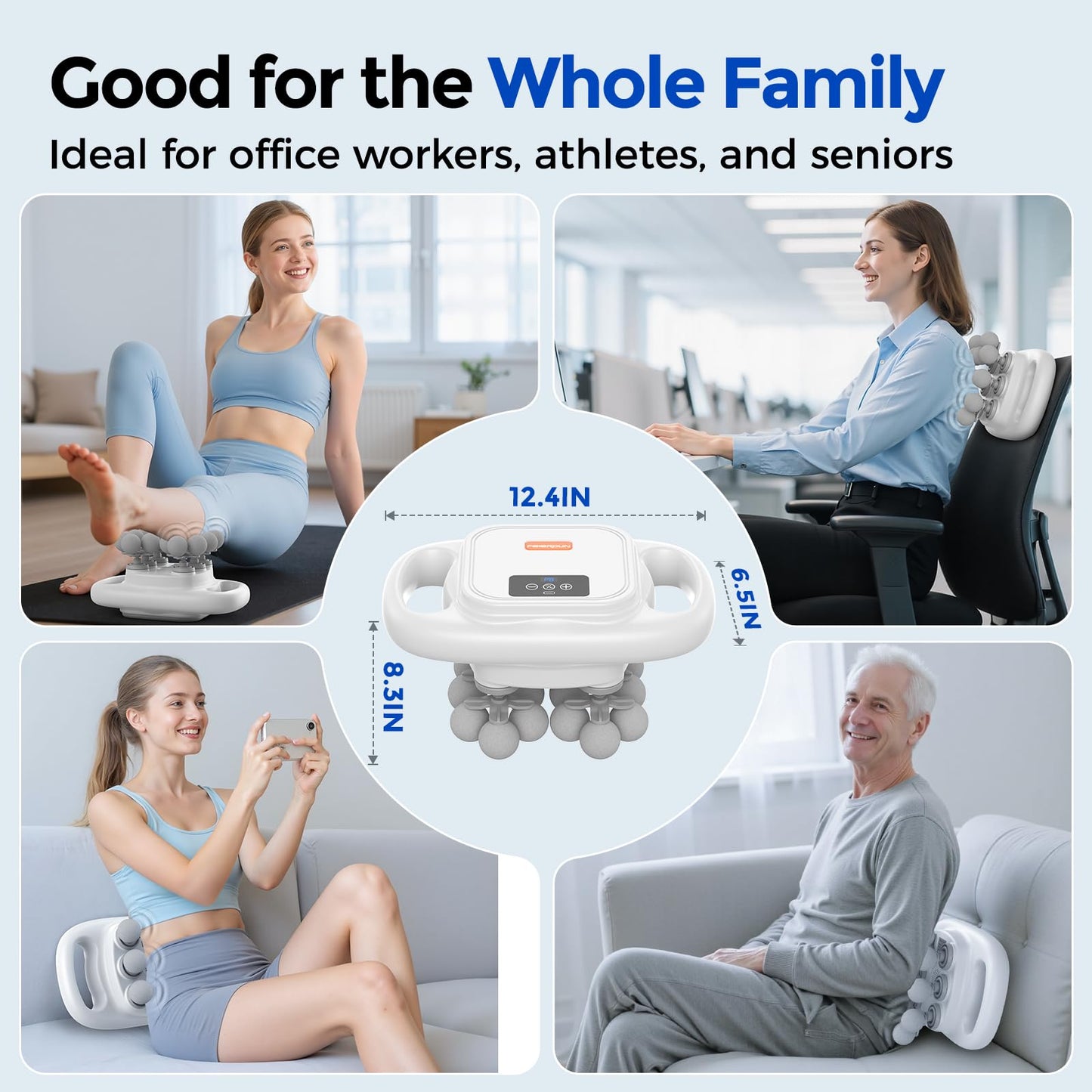 FEIERDUN 16-Head Massage Gun Set, Deep Tissue Percussion Massager with 8 Modes & 50 Intensities, Ultra-Quiet Electric Massage Tool for Back, Neck, Shoulders & Legs, Full Body Muscle Pain Relief, Gray