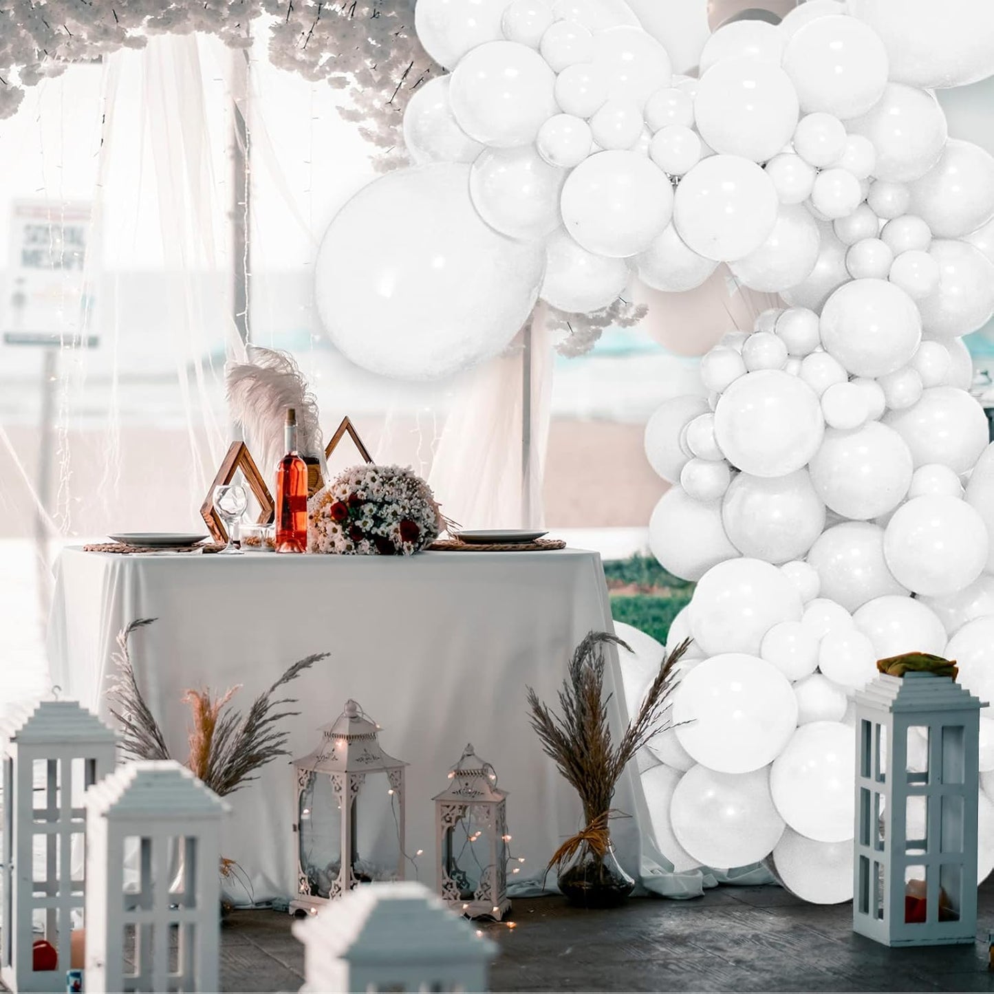 White Balloons 110 Pcs - 5 Inch Mini Thick Latex Balloons for Wedding, Birthday & Baby Shower Decor