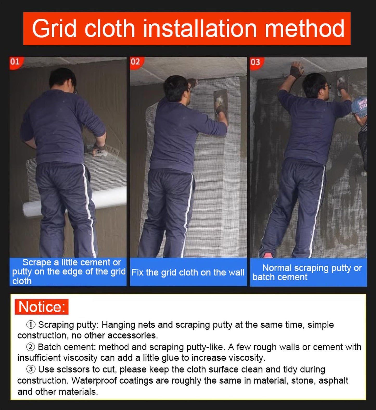 SXKJDM Fiberglass Mesh Plastering Mesh Enhanced Strength and Stability for Your Walls and Ceilings Durable(Size:1x50m(3.2ft x 164ft))