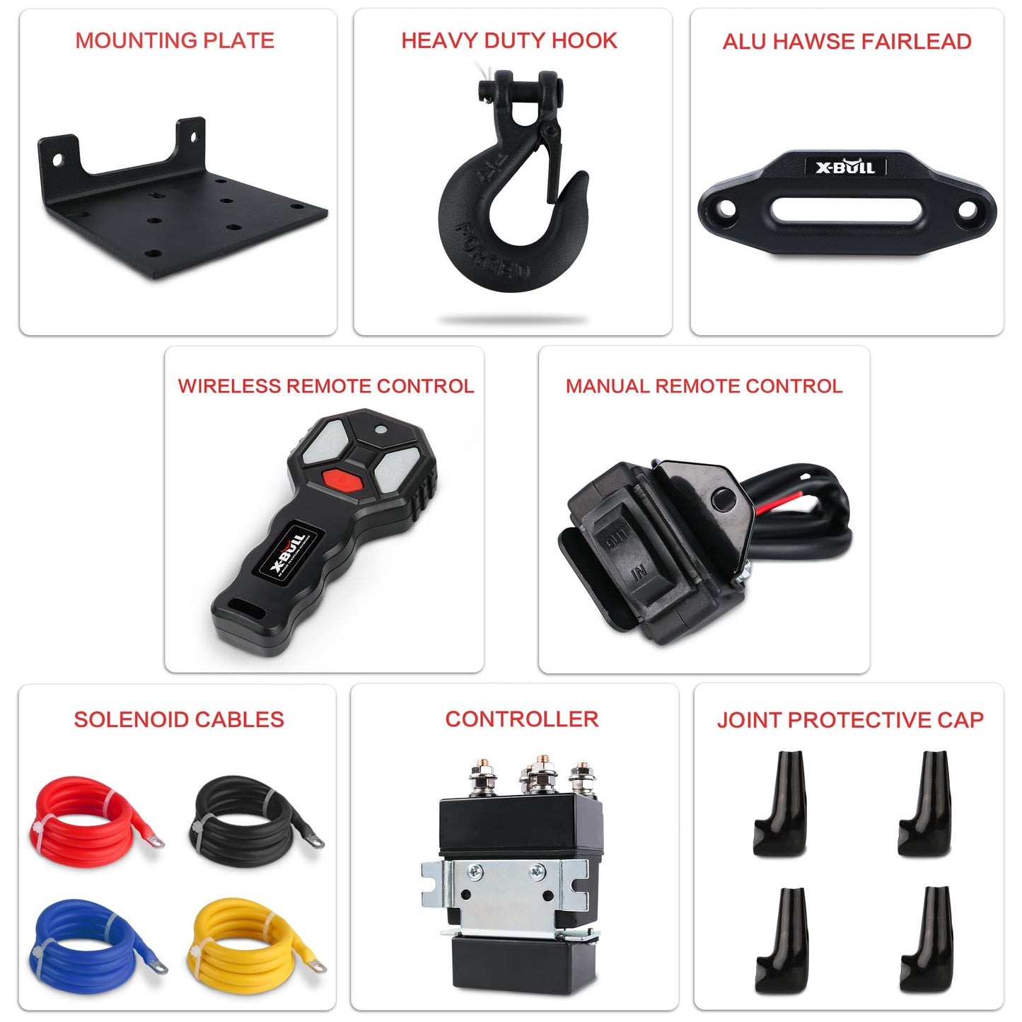 X-BULL 4500 lbs Winch 12V Electric Winch Kits with Fairlead, ATV/UTV Winch with Waterproof Synthetic Rope Winch with Wireless Remotes and Mounting Bracket