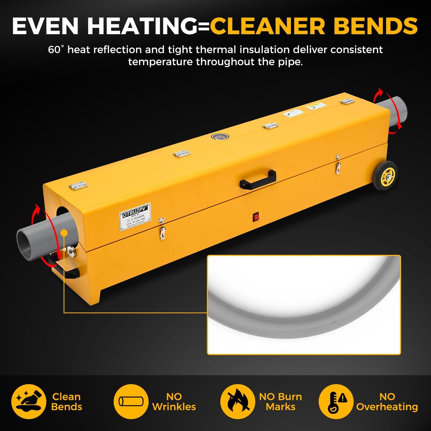 OTRUZPV 1/2" to 4" Electric PVC Conduit Heater with Temperature Detector, 2300W Portable PVC Pipe Heater